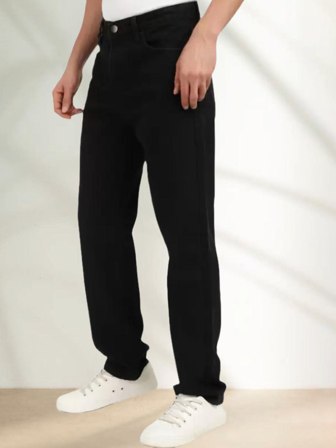 

LINARIA Men Classic Mid-Rise Slim Fit Clean Look Stretchable Jeans, Black