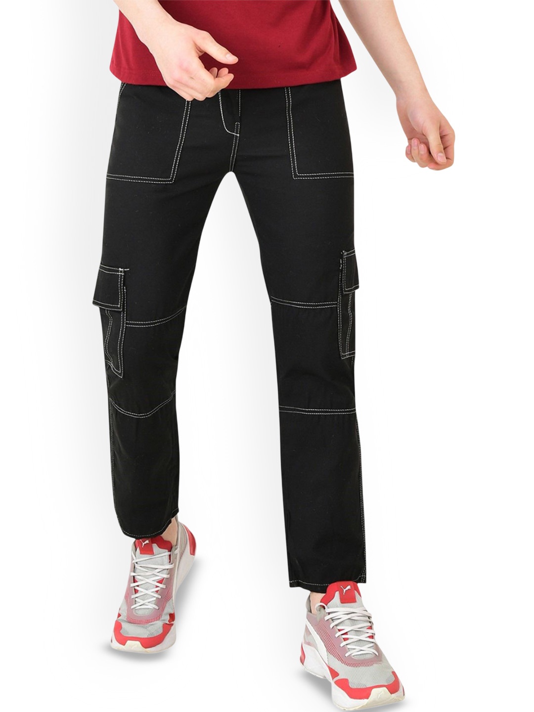 

LINARIA Men Classic Slim Fit Cotton Cargo Styles Jeans, Black