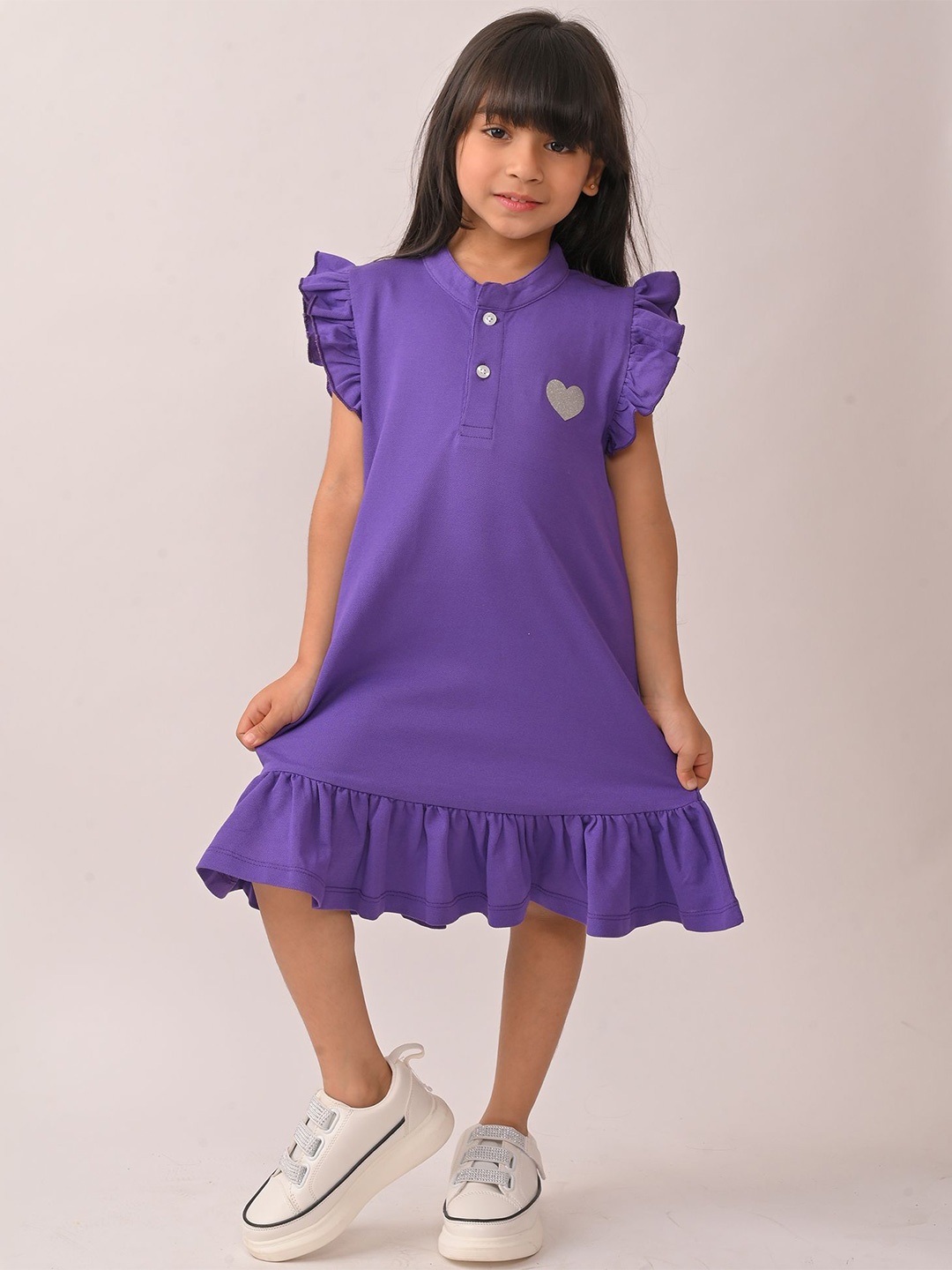 

Anthrilo Girls Summer Pretty Purple Silver Heart Dress