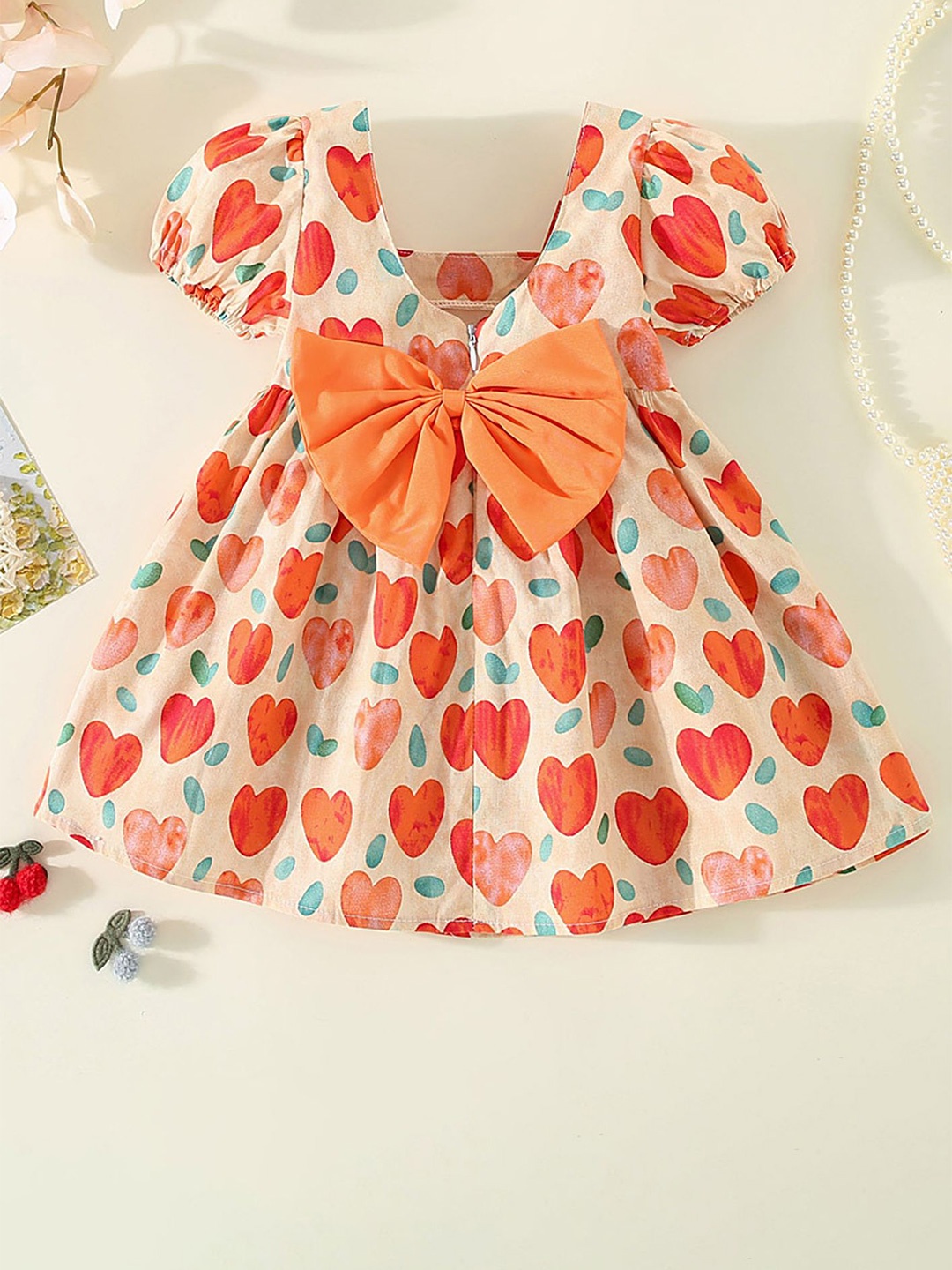 

LULU & SKY Polka Dot Print Fit & Flare Dress, Orange