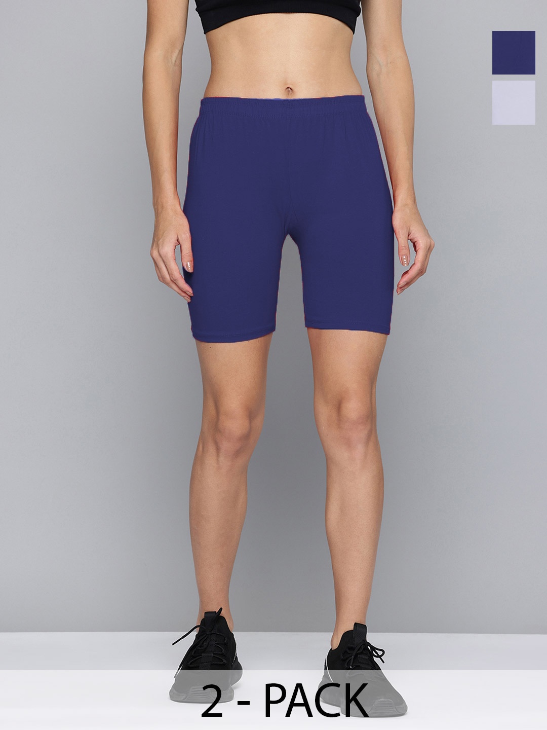 

Jinfo Women Pack Of 2 Skinny Fit Cycling Sports Shorts, White