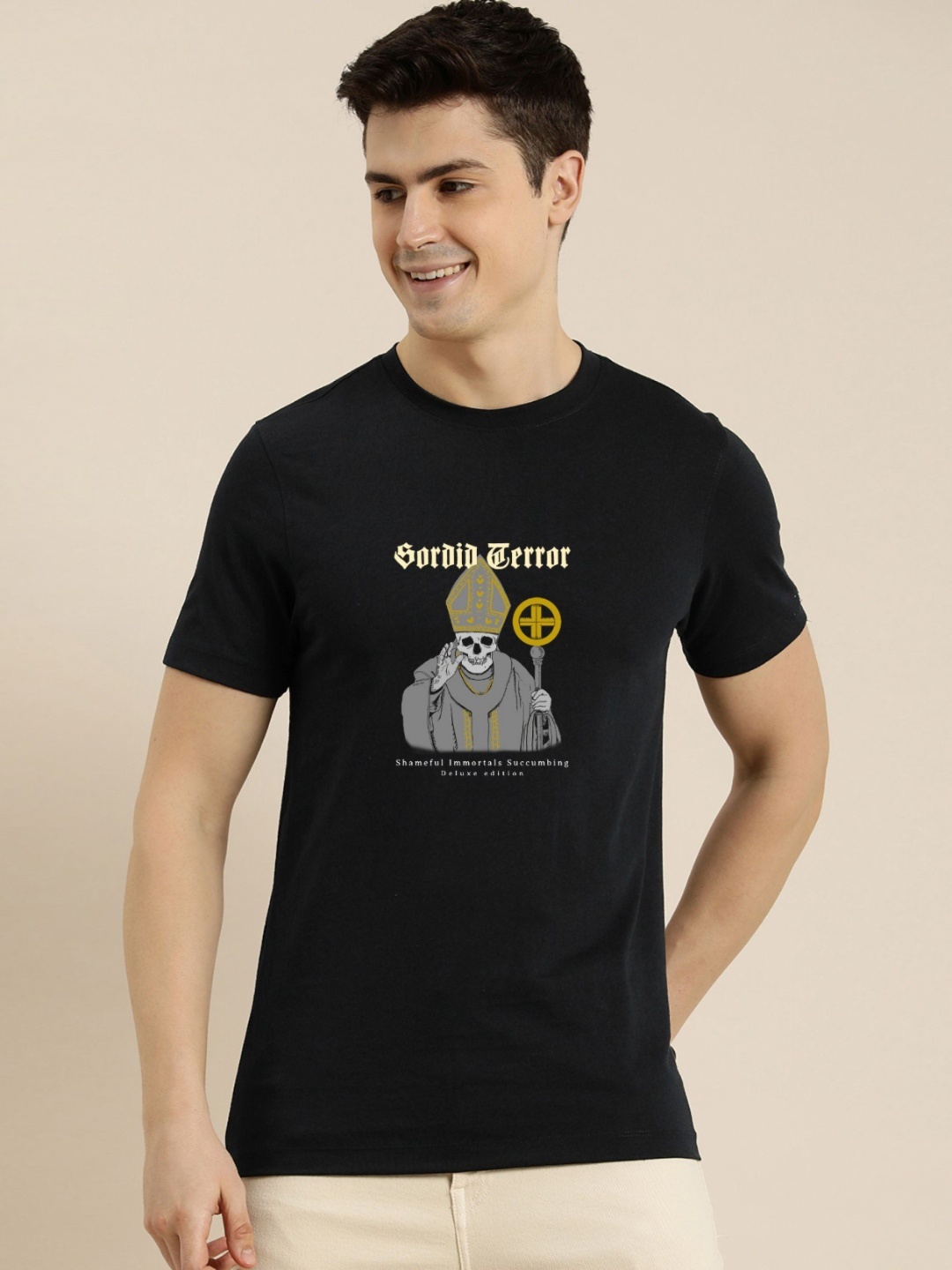 

Enciger Men Printed Applique T-shirt, Black