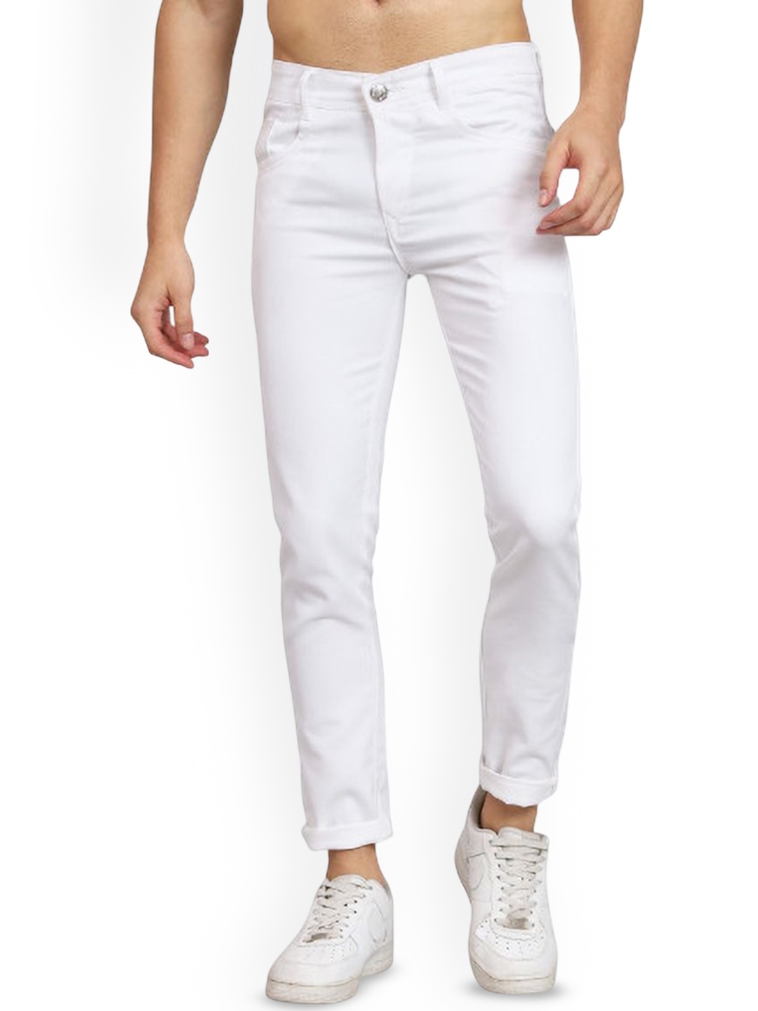 

LINARIA Men Classic Skinny Fit Mildly Distressed Jeans, White