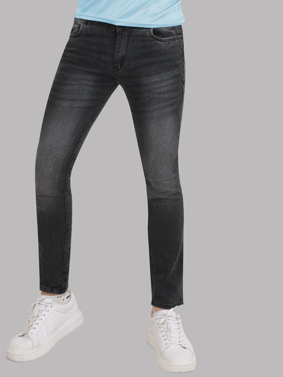 

LINARIA Men Cotton Classic Skinny Fit Light Fade Jeans, Grey