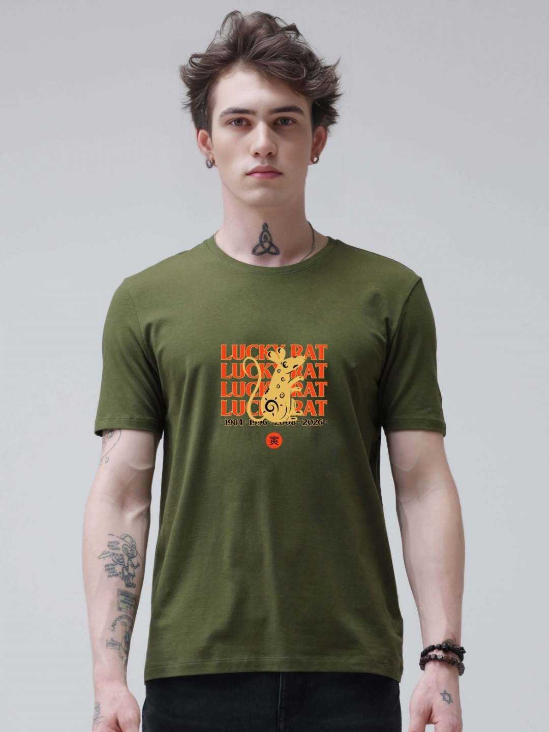 

Enciger Men Printed Applique T-shirt, Olive