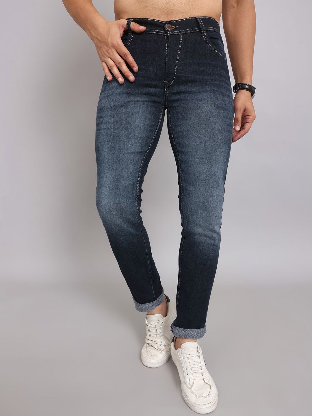 

LINARIA Men Classic Skinny Fit Heavy Fade Jeans, Blue