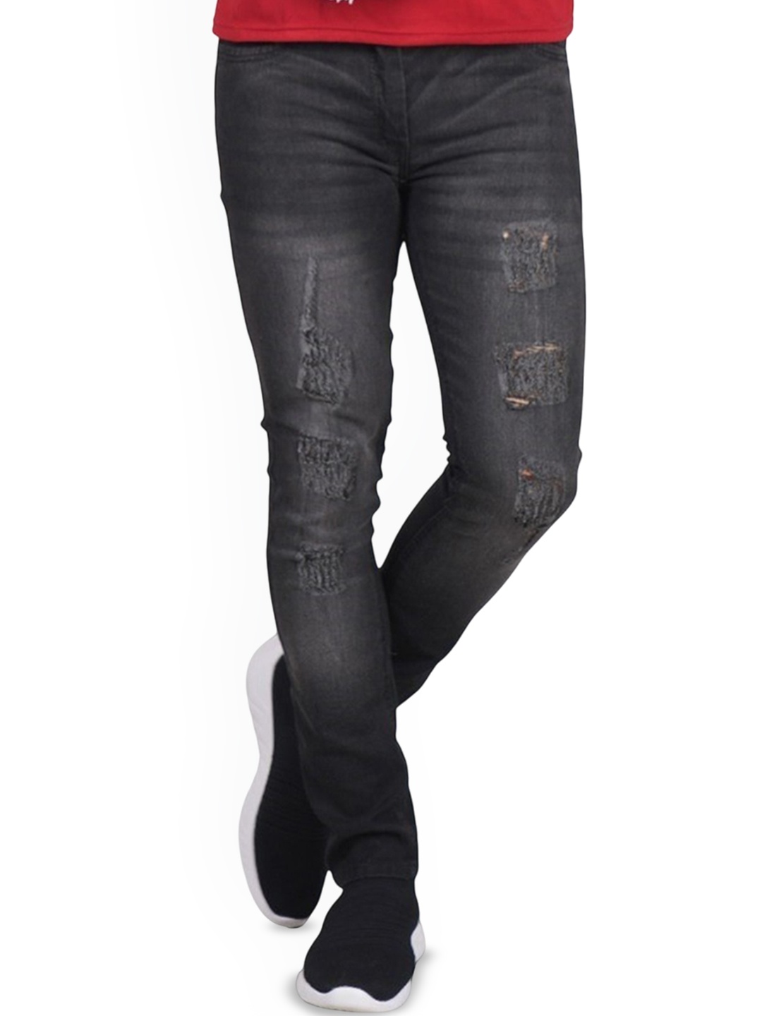 

LINARIA Men Classic Slim Fit Mildly Distressed Heavy Fade Mid-Rise Jeans, Grey
