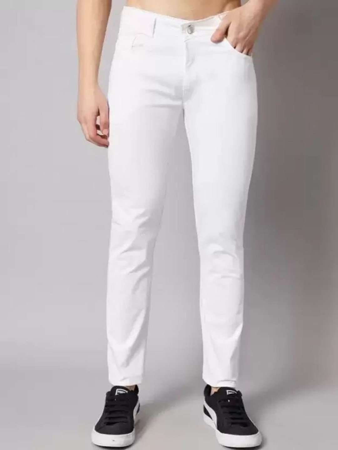 

LINARIA Men Classic Slim Fit Clean Look Cotton Jeans, White