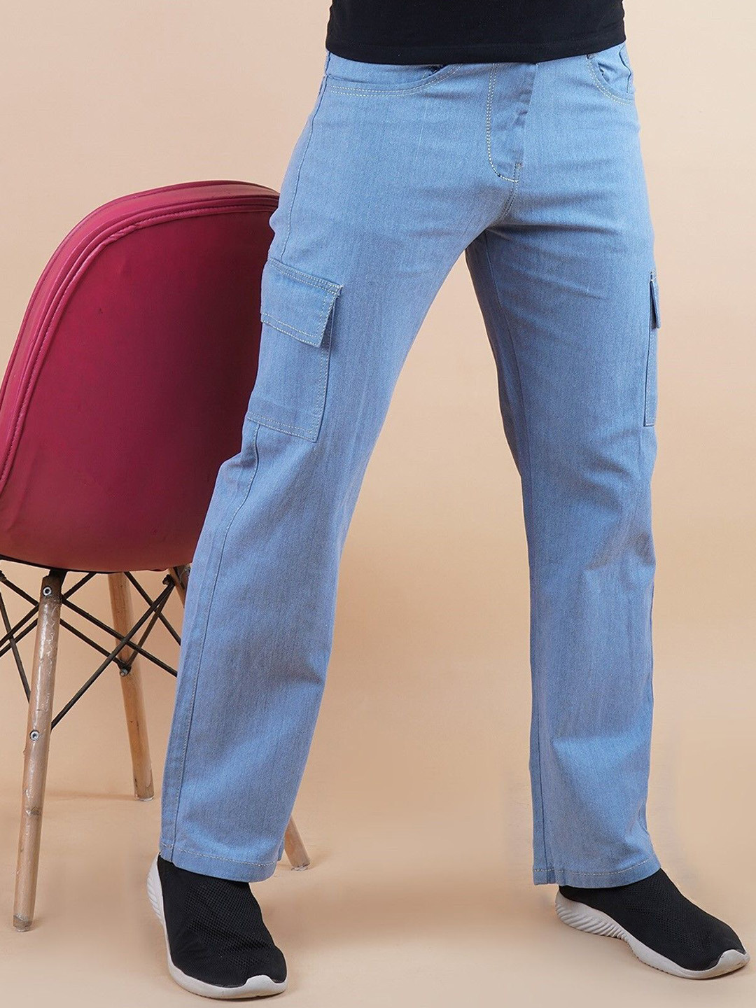

Linaria Men Classic Regular Fit Mid Rise Clean Look Jeans, Blue
