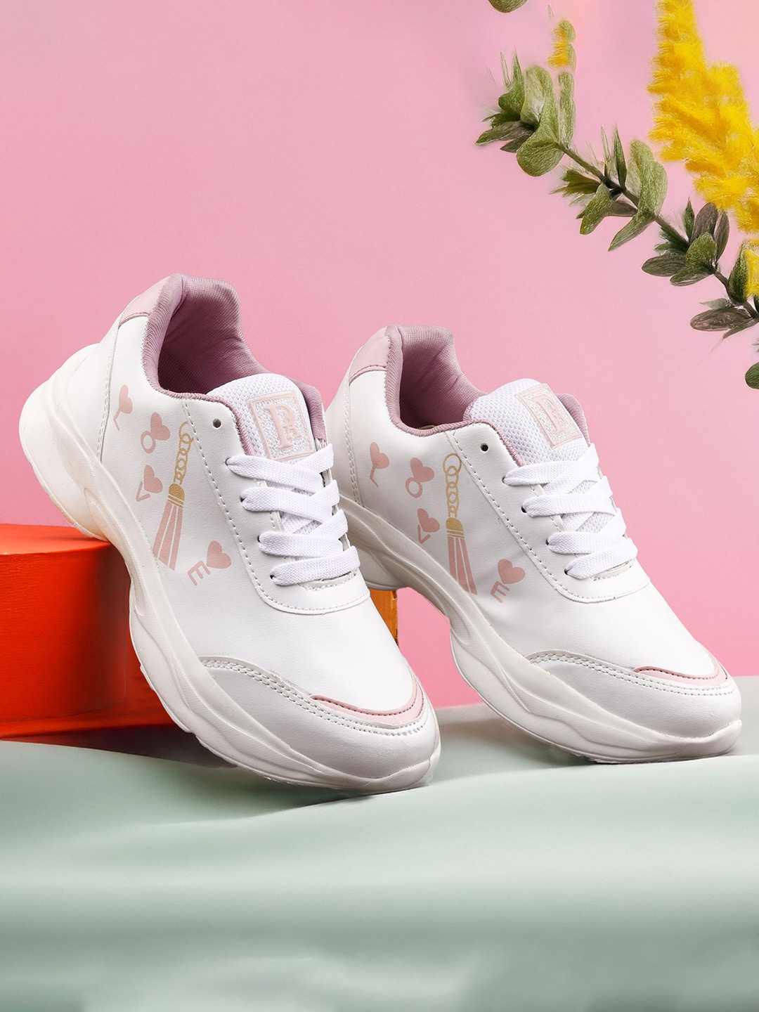 

PATHAR Women Non-Marking Running Lace-Ups Shoes, White