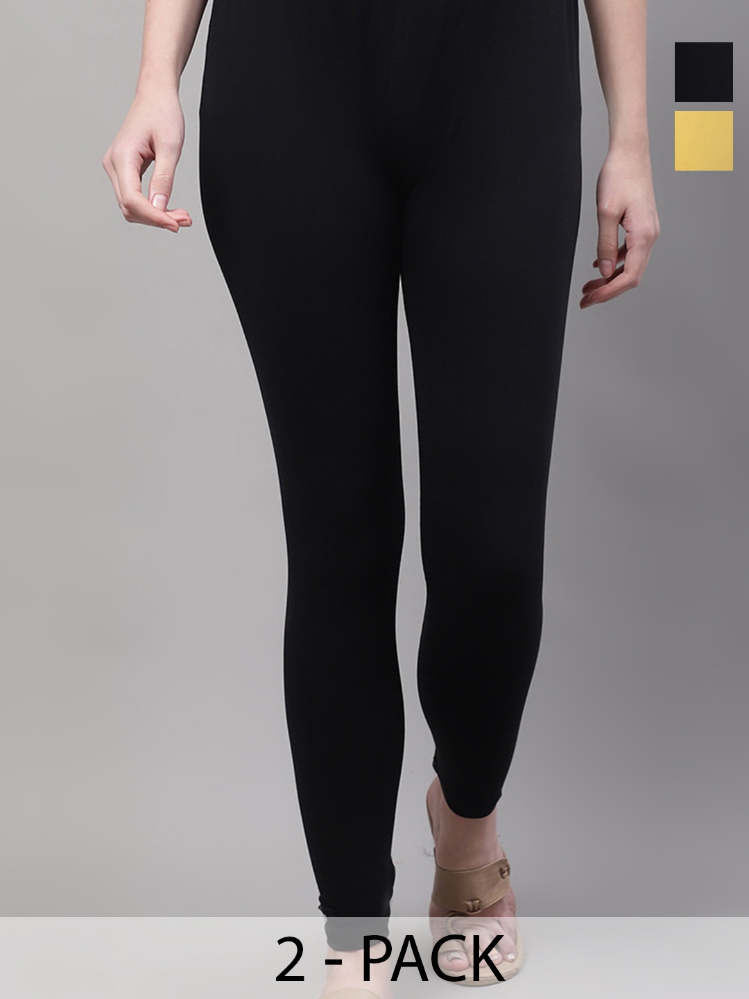 

Valles365 by S.C. Women Pack Of 2 Cotton Ankle-Length Leggings, Black