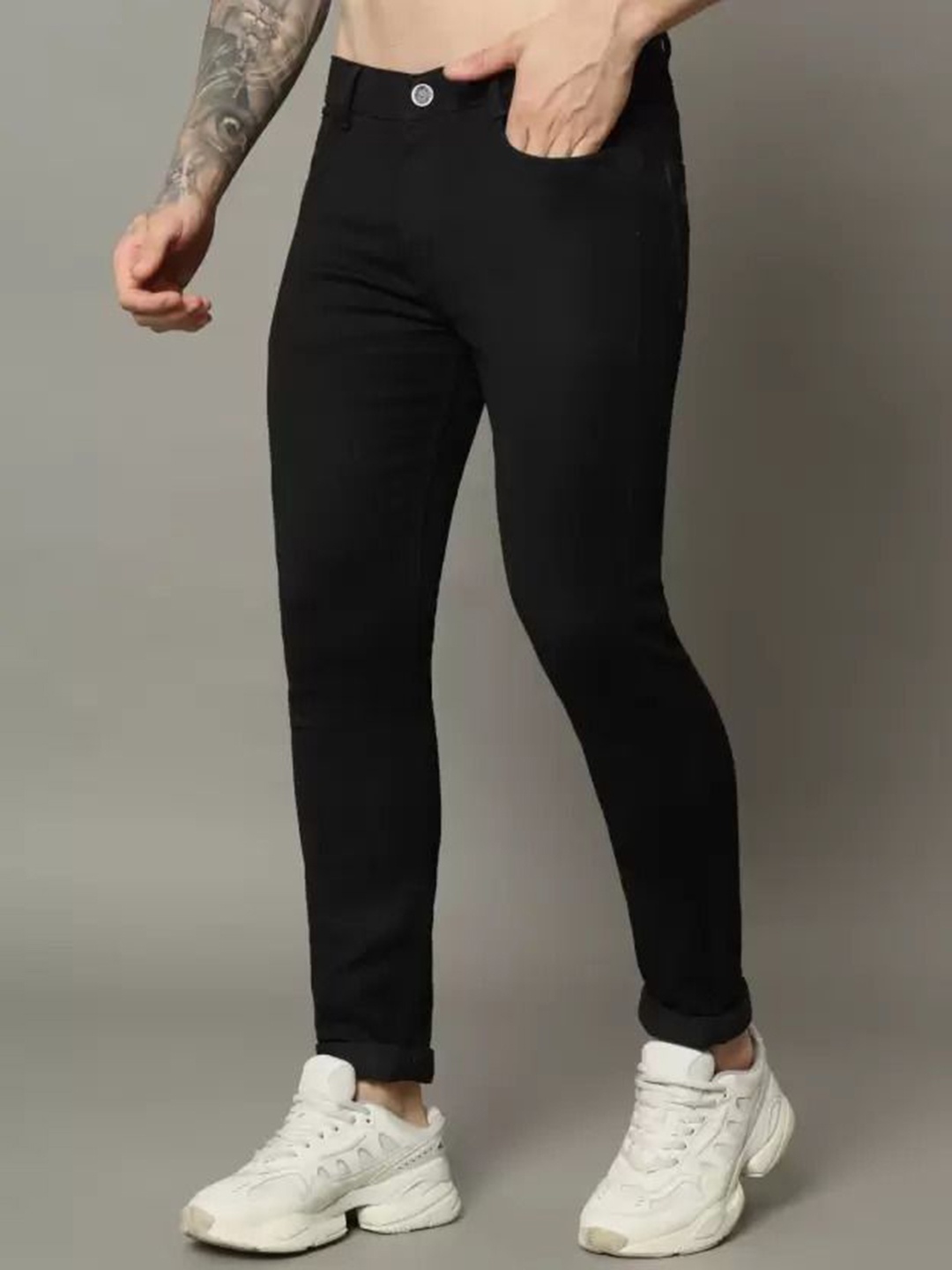 

LINARIA Men Classic Skinny Fit Stretchable Jeans, Black