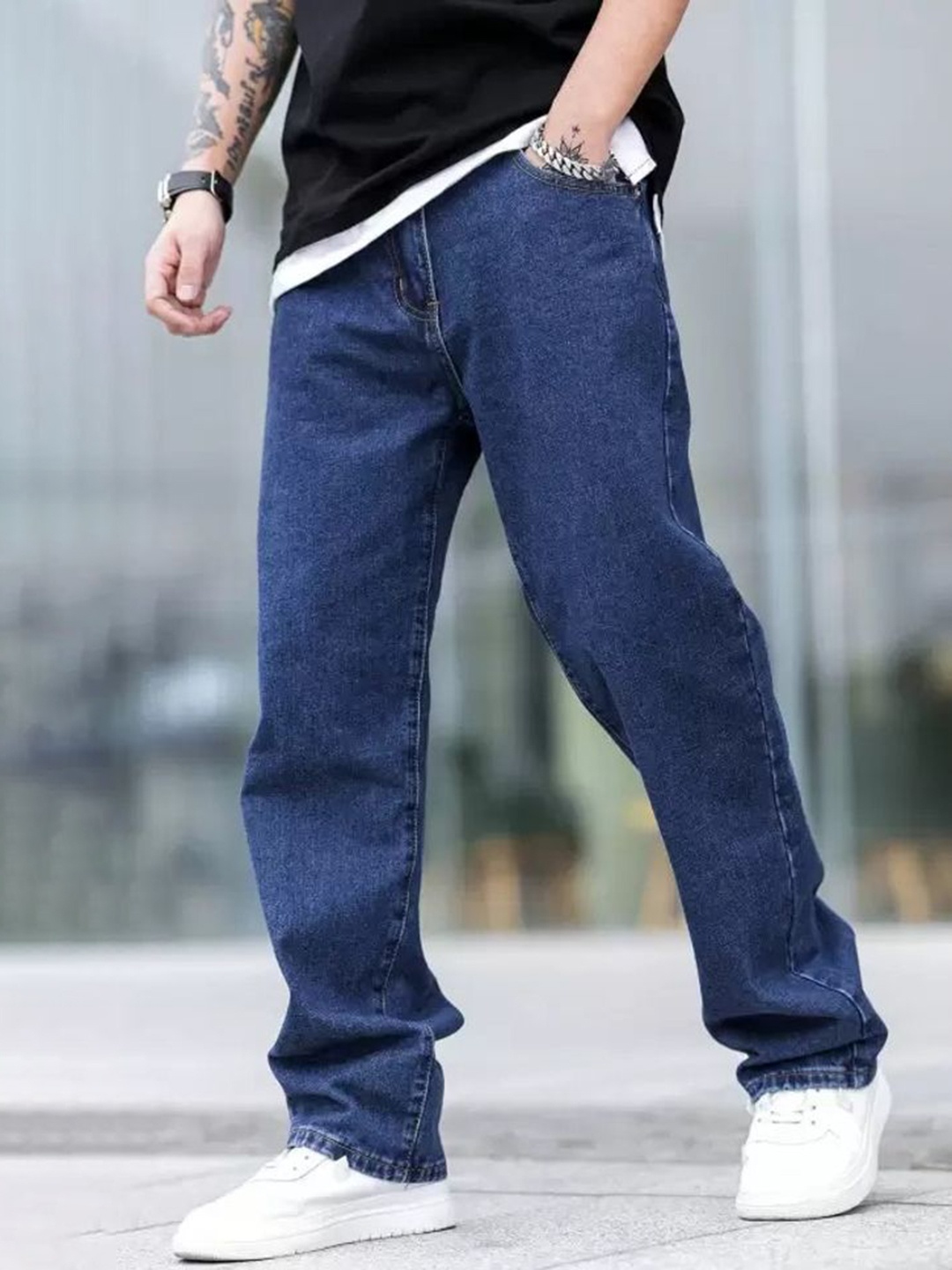 

LINARIA Men Classic Mid-Rise Relaxed Fit Clean look Jeans, Blue