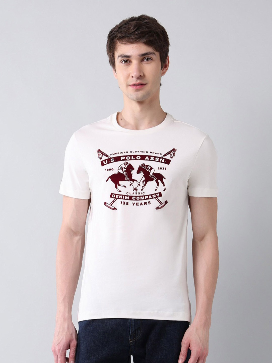 

U.S. Polo Assn. Denim Co. Men Brand Logo Printed T-shirt, White