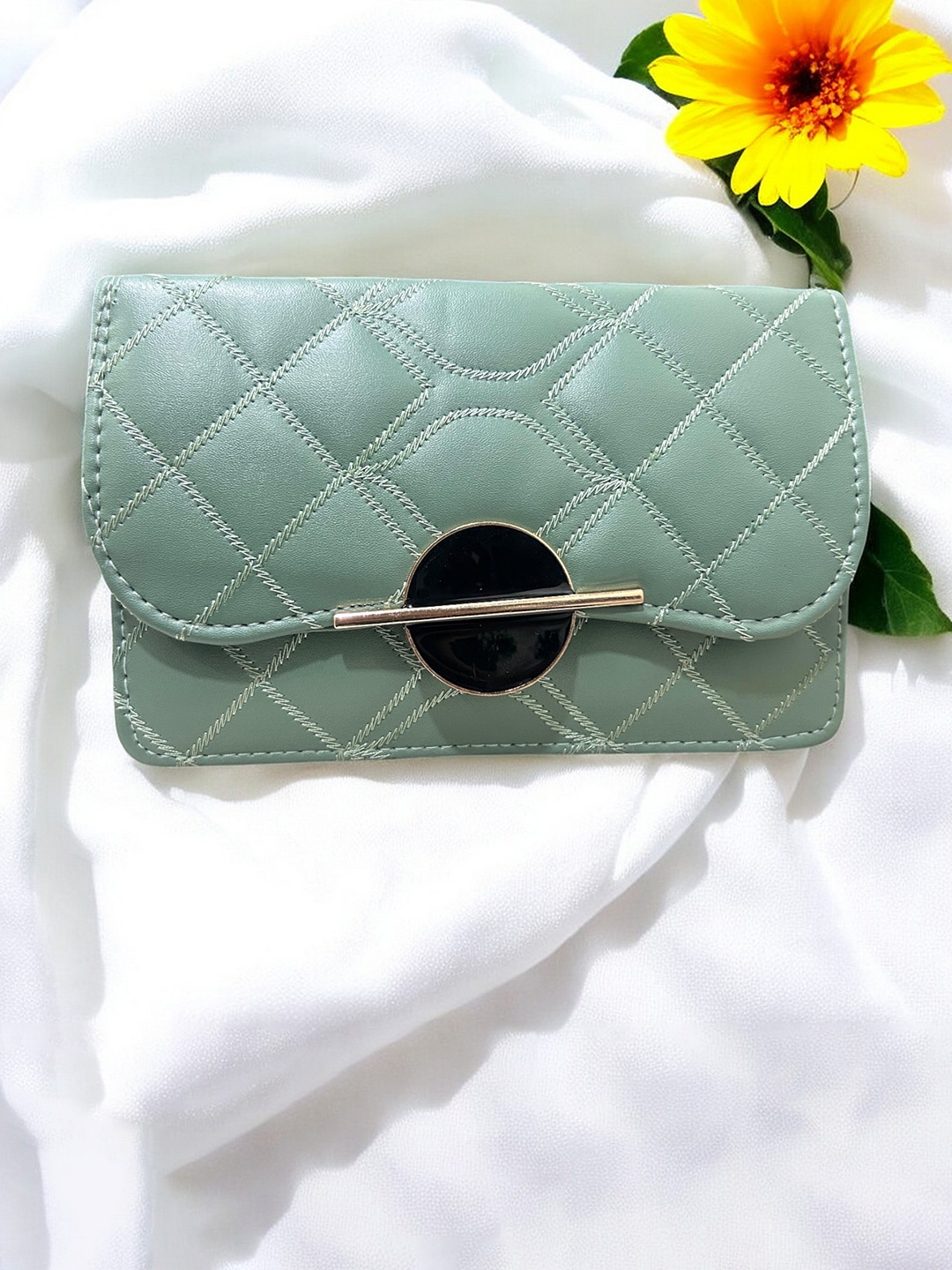 

CLARIS JAMES Geometric PU Sling Bag, Green