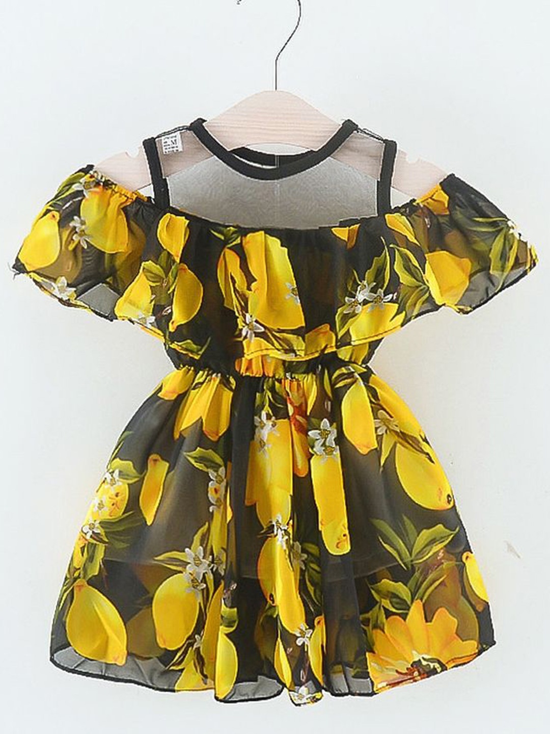 

LULU & SKY Girls Floral Printed Fit & Flare Dress, Black