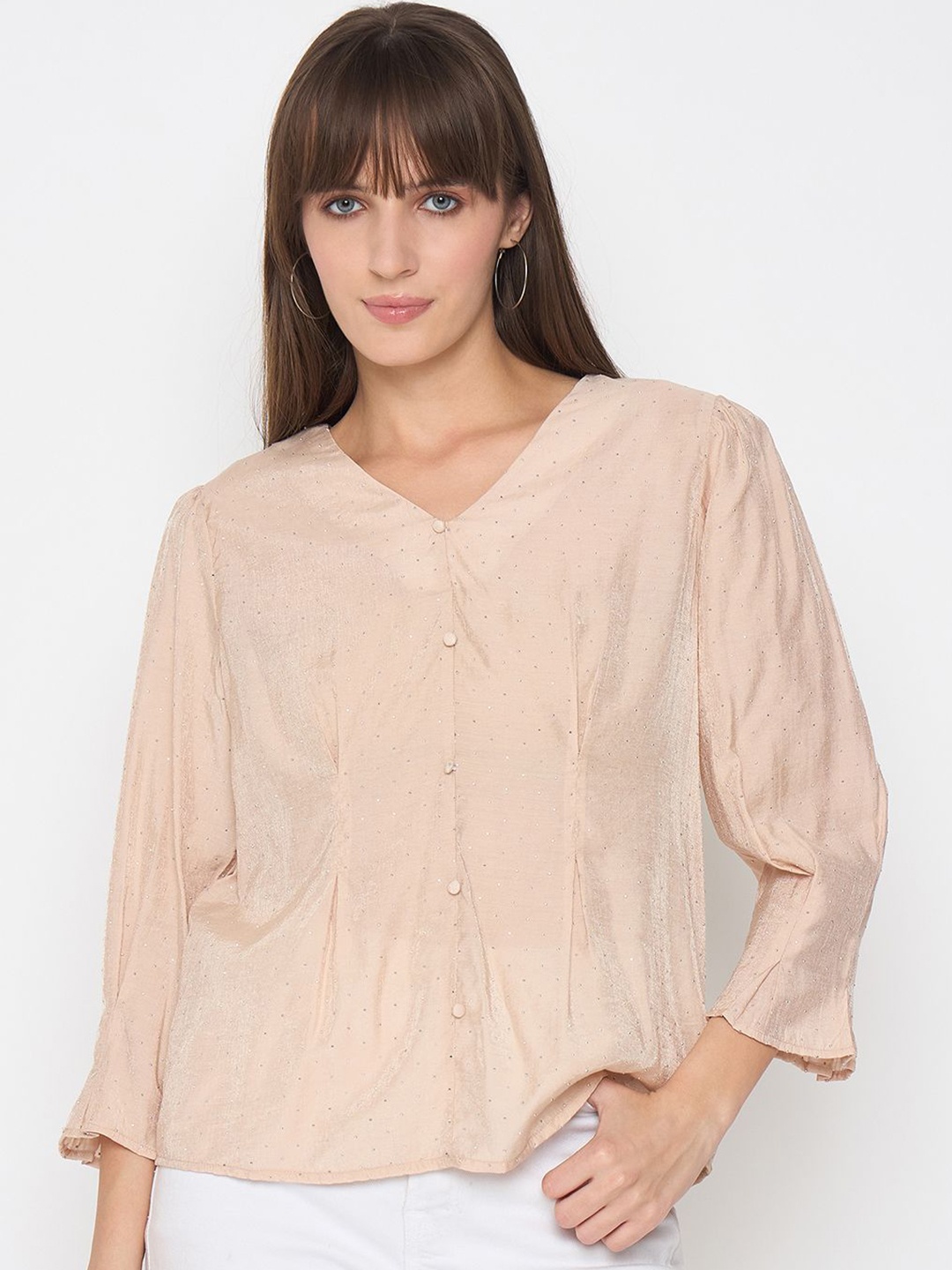 

Madame Women Cotton Shirt Style Top, Beige