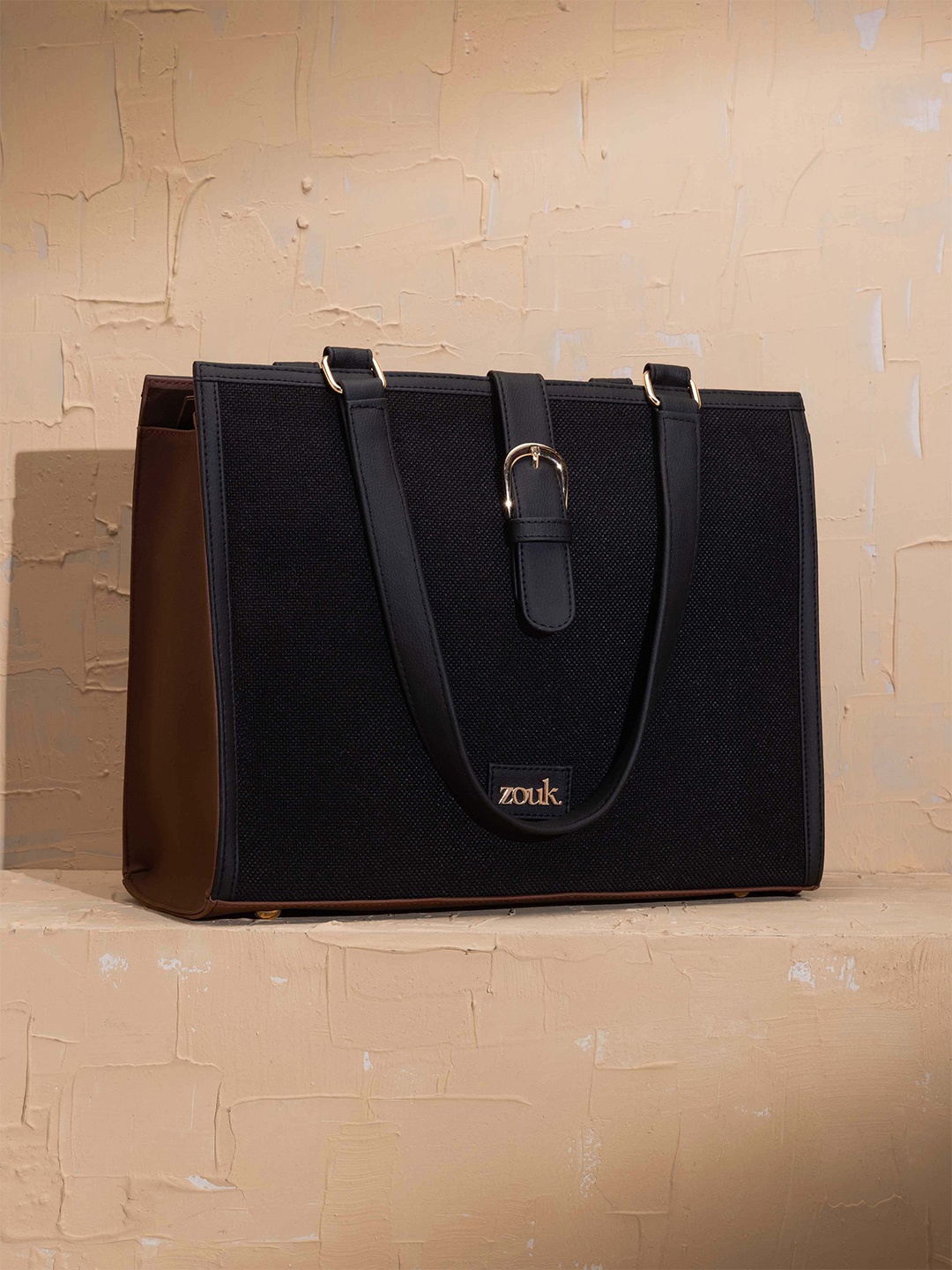 

ZOUK Women Textured Shopper Tote Bag, Black