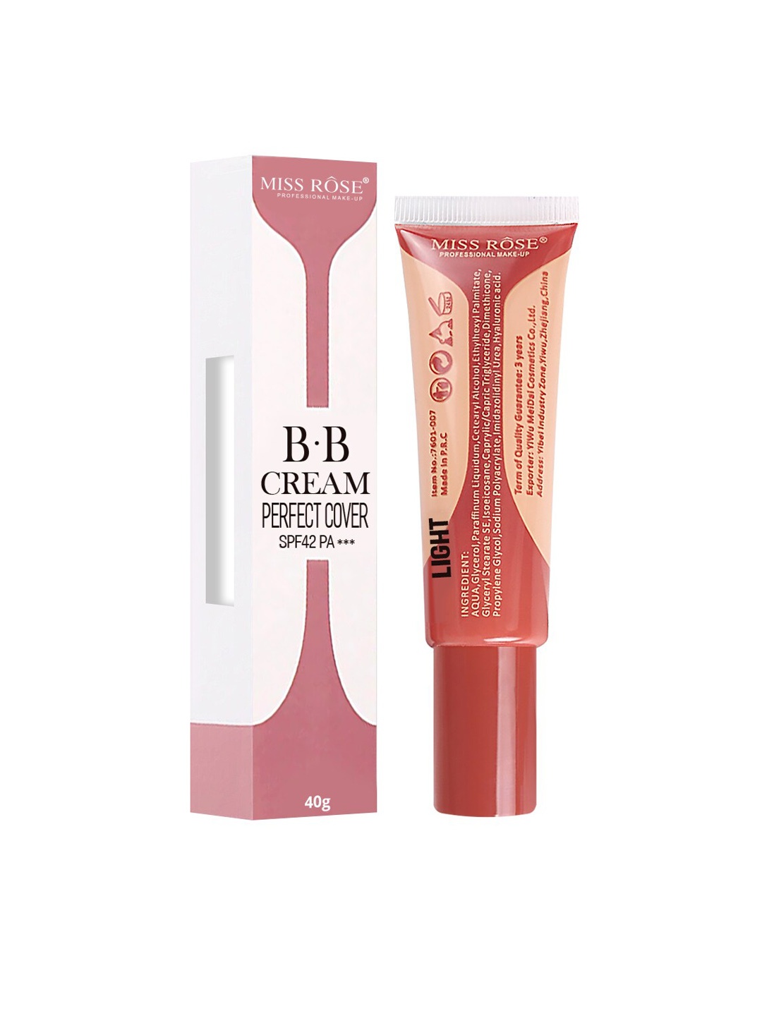 

MISS ROSE Perfect Cover BB Cream SPF 42 #Light - 40 g, Beige