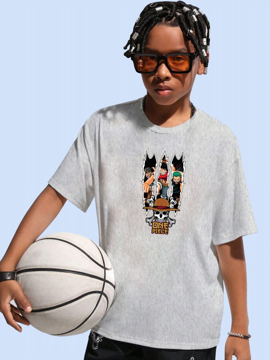 

LOCAVESTIR Boys Printed T-shirt, Grey