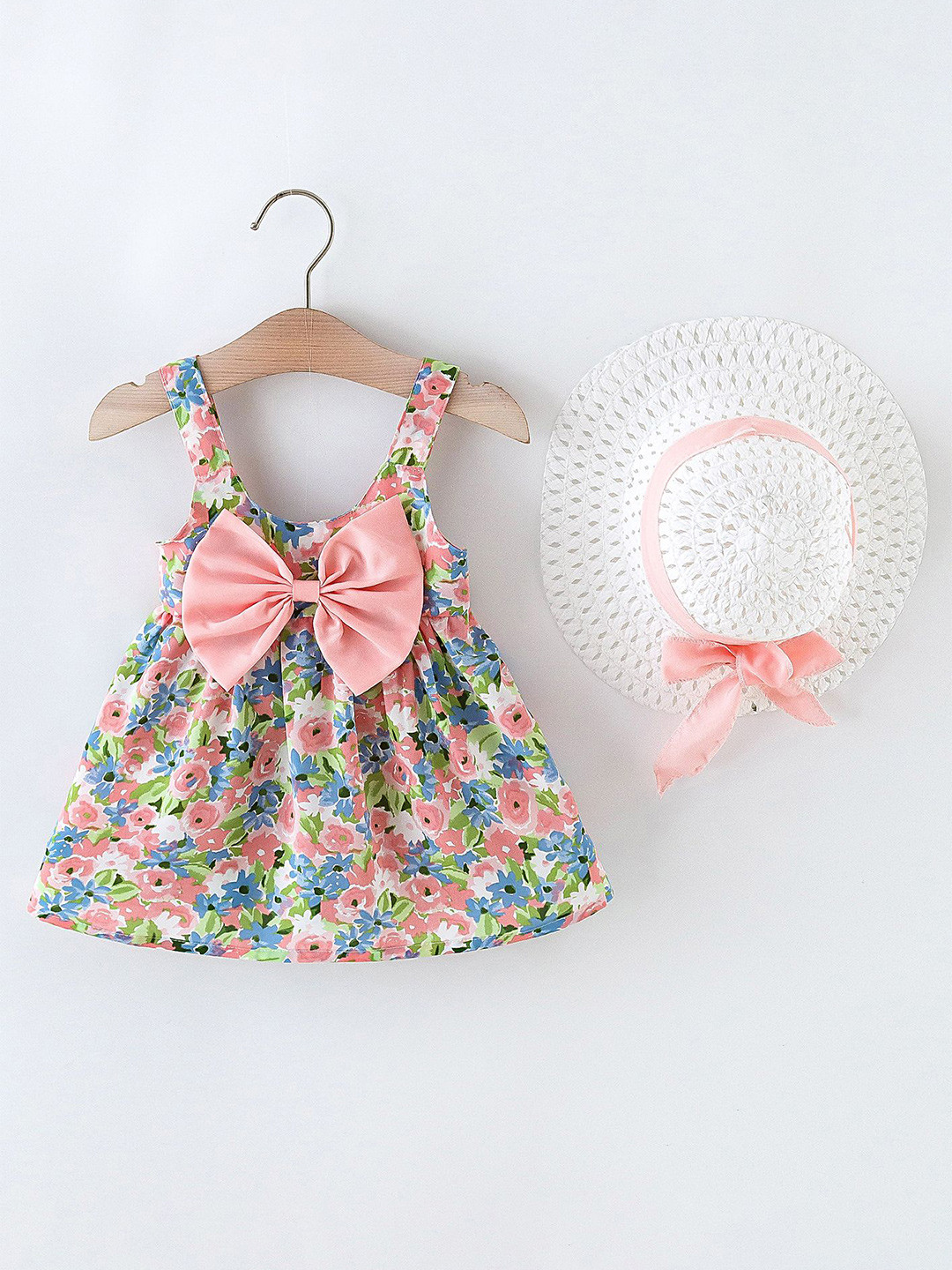 

Lulu & Sky Girls Floral Print Round Neck Fit & Flare Dress, Pink
