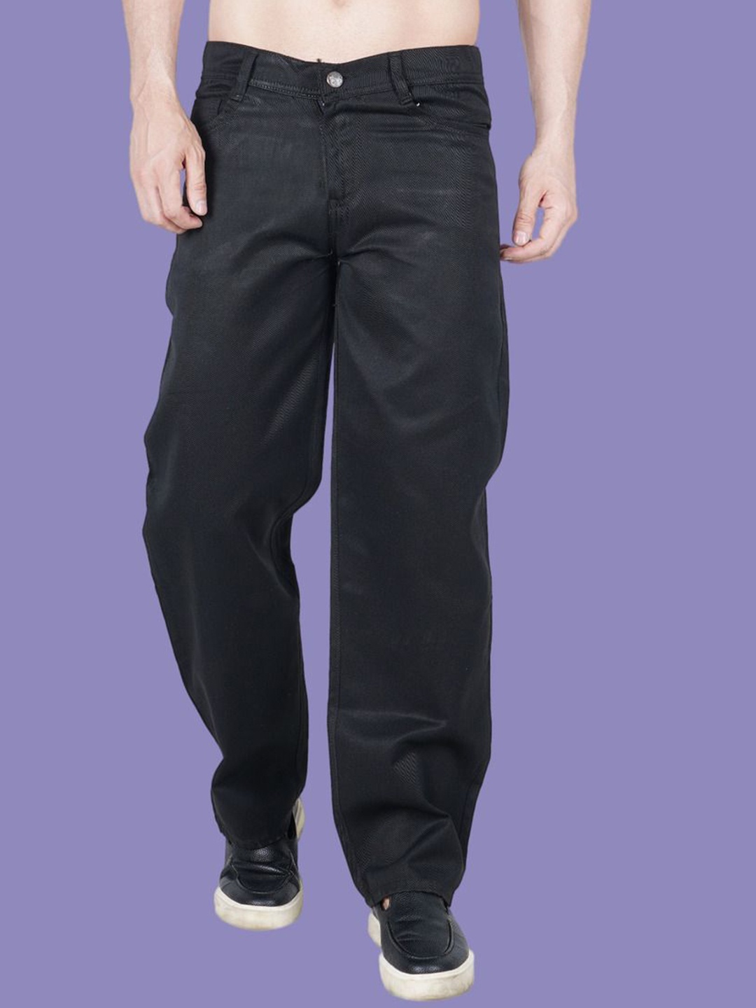 

LINARIA Men Classic Relaxed Fit Low-Rise Stretchable Jeans, Black