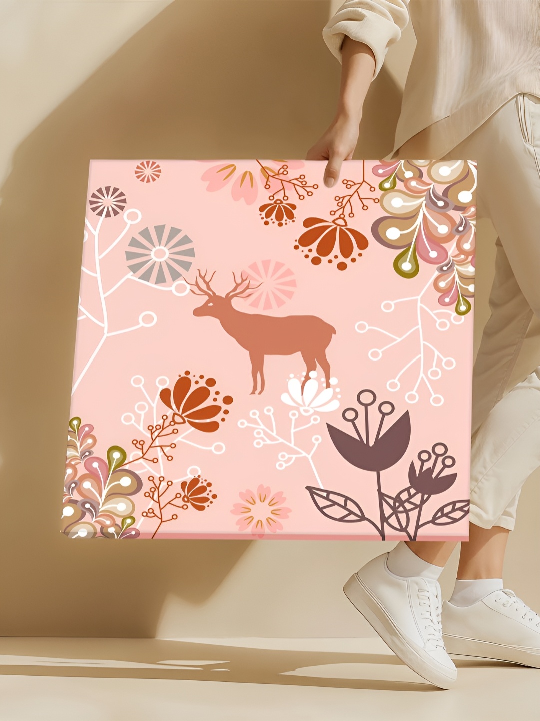 

Art Street Peach & Brown Floral & Botanical Printed Canvas Wall Art