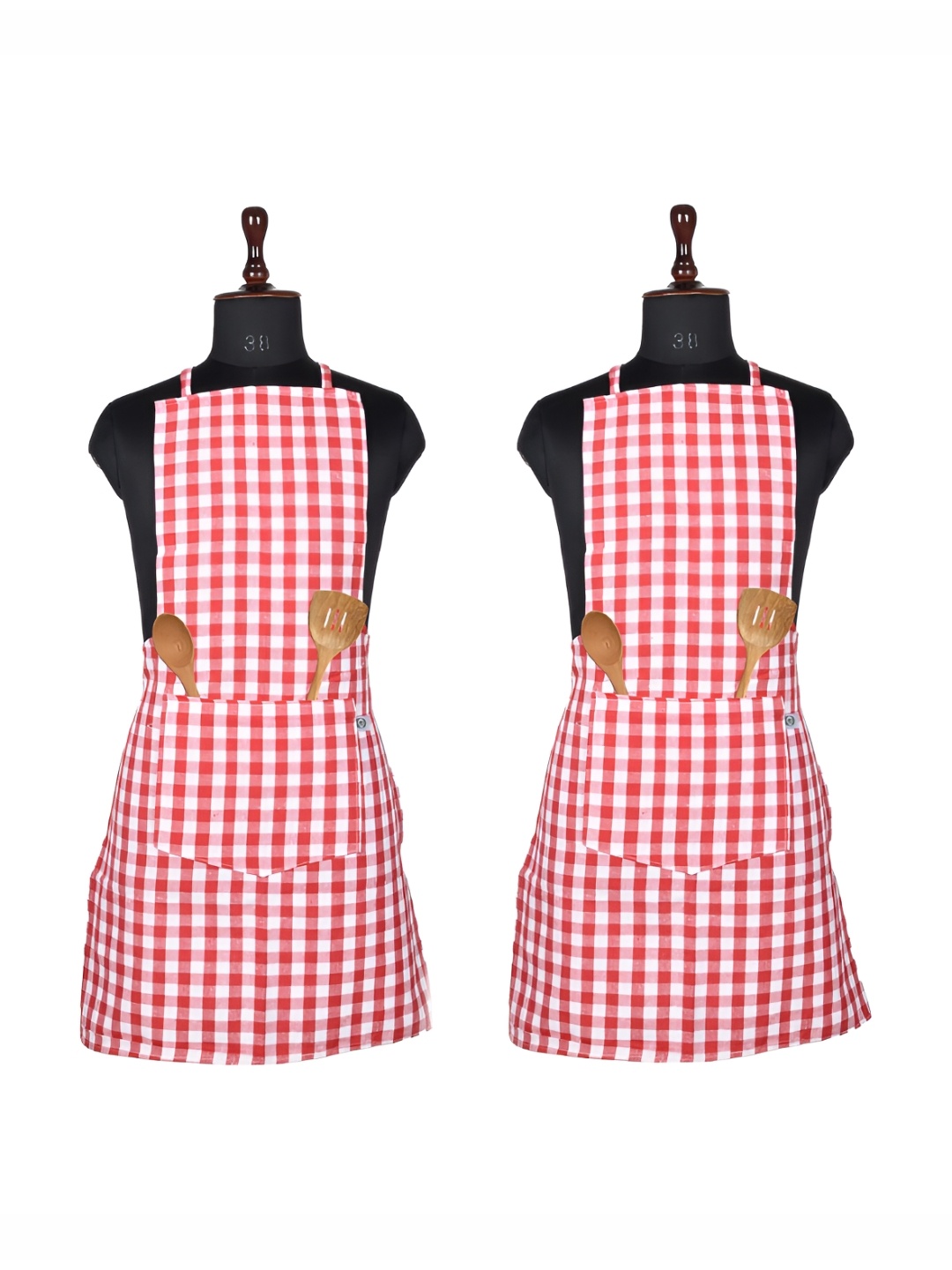 

Aura White & Red 2 Pieces Checked Waterproof Cotton Aprons