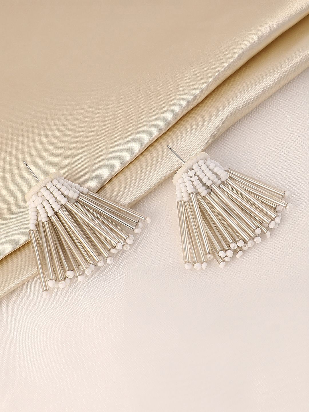 

SOHI The Medium Fringette Contemporary Drop Earrings, White