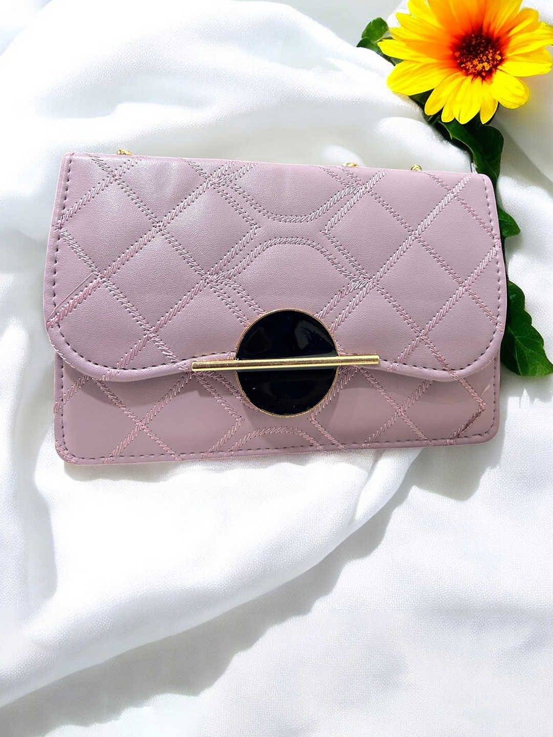 

CLARIS JAMES Geometric PU Sling Bag, Purple