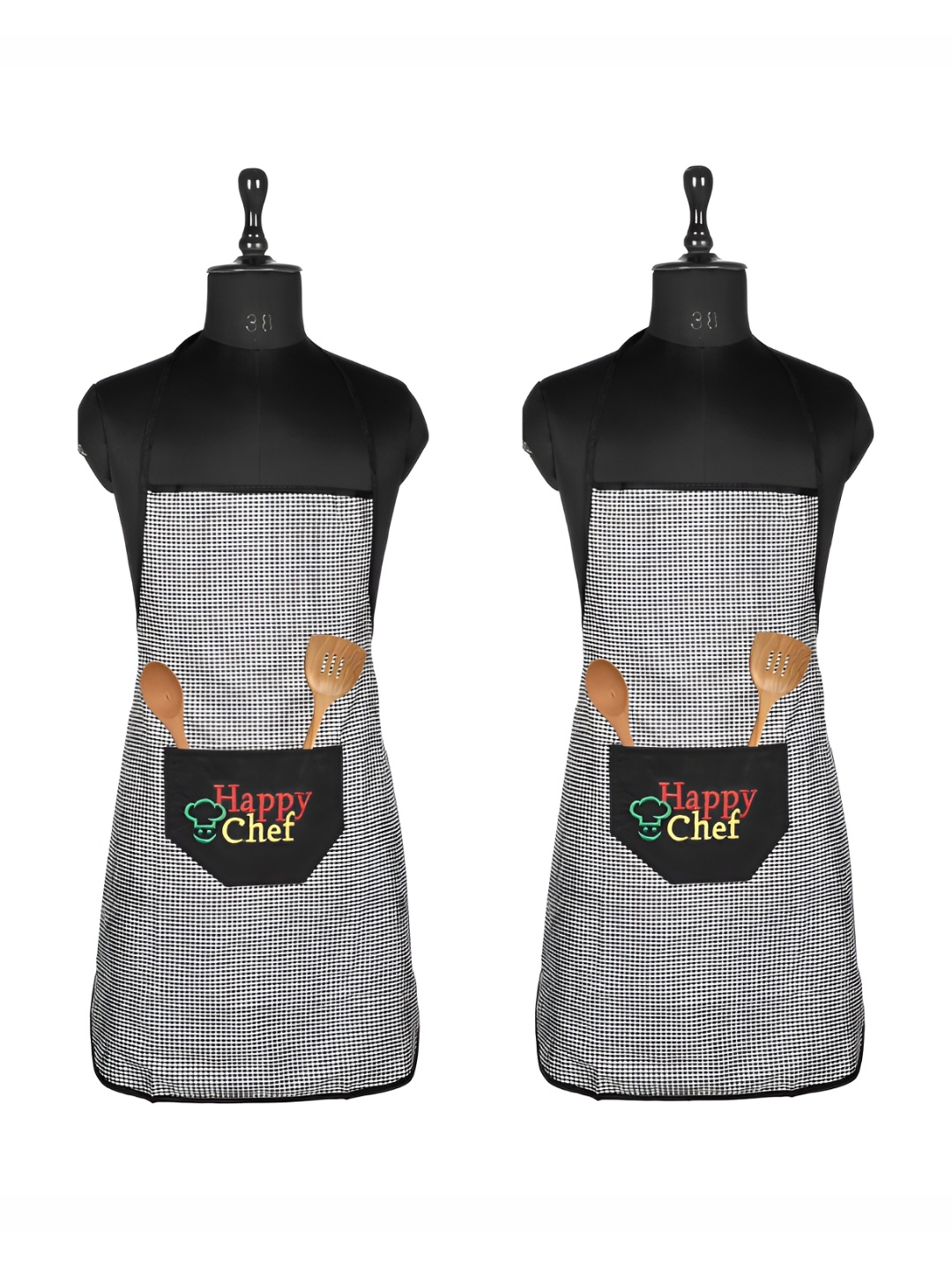 

Aura Black & White 2 Pieces Checked Waterproof Cotton Apron