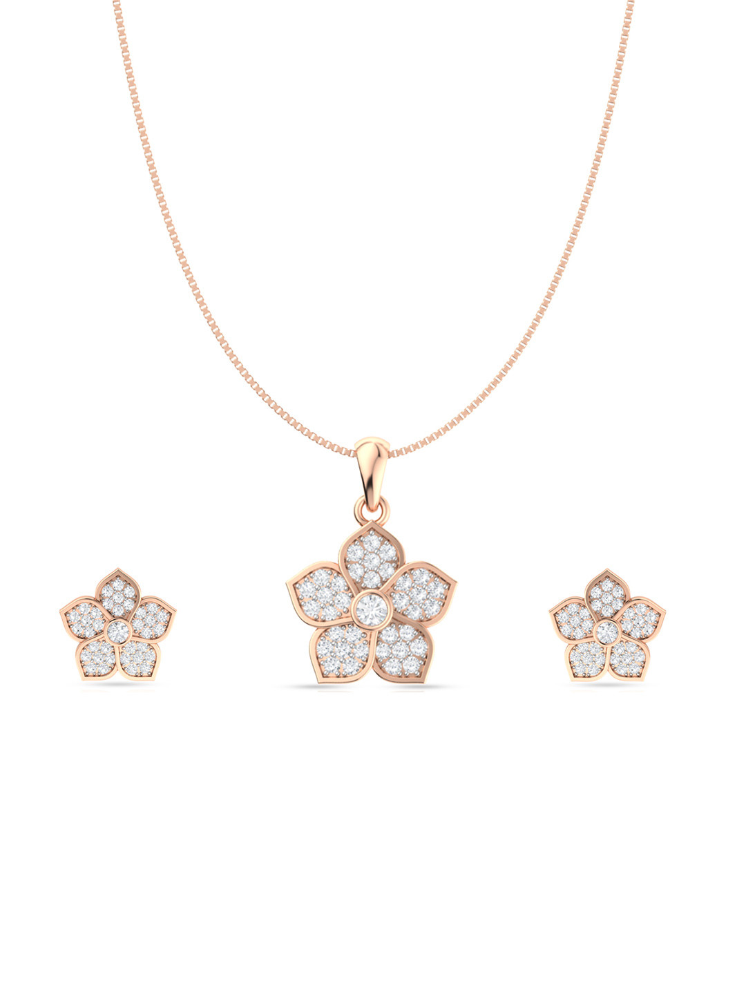 

ANAYRA Sterling Silver Rose Gold-Plated Artificial Stones-Studded Jewellery Set