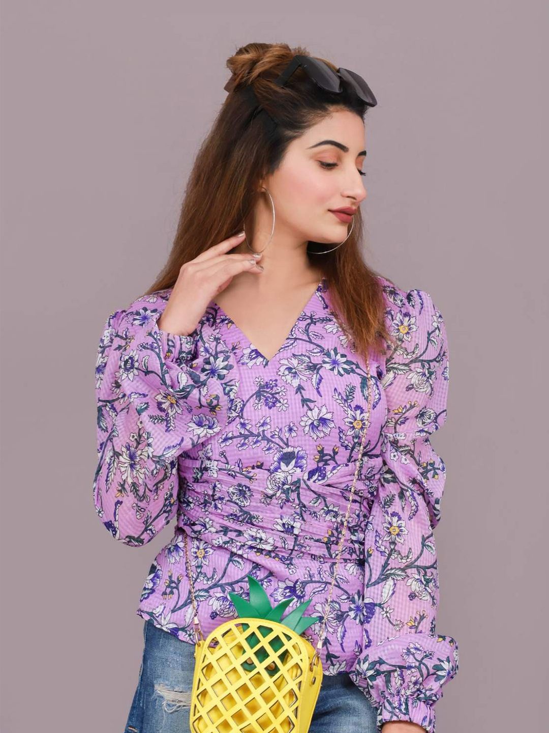 

27 Drapes Floral Print Dress, Purple