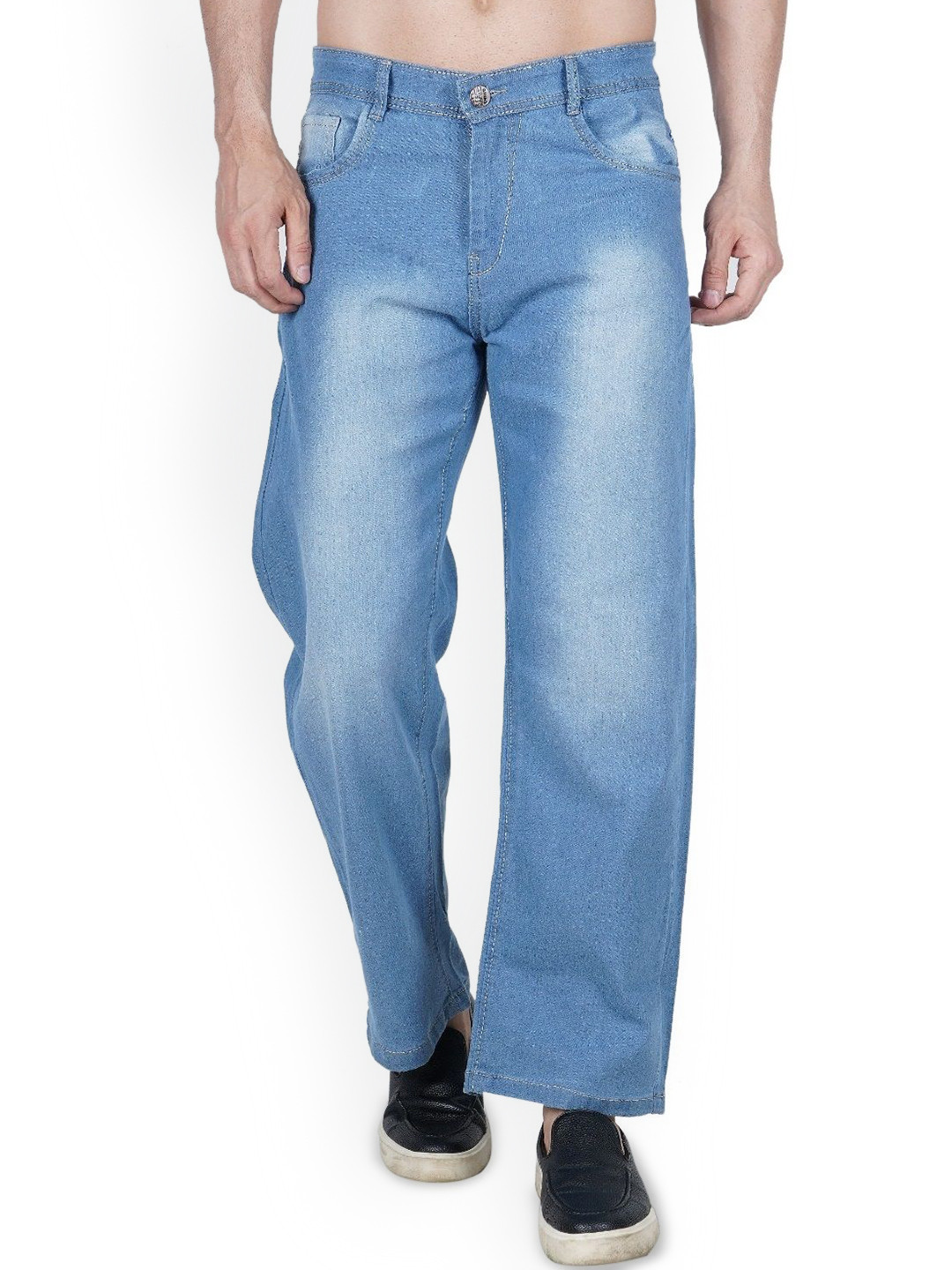 

LINARIA Men Classic Mid-Rise Clean Look Straight Fit Light Fade Jeans, Blue