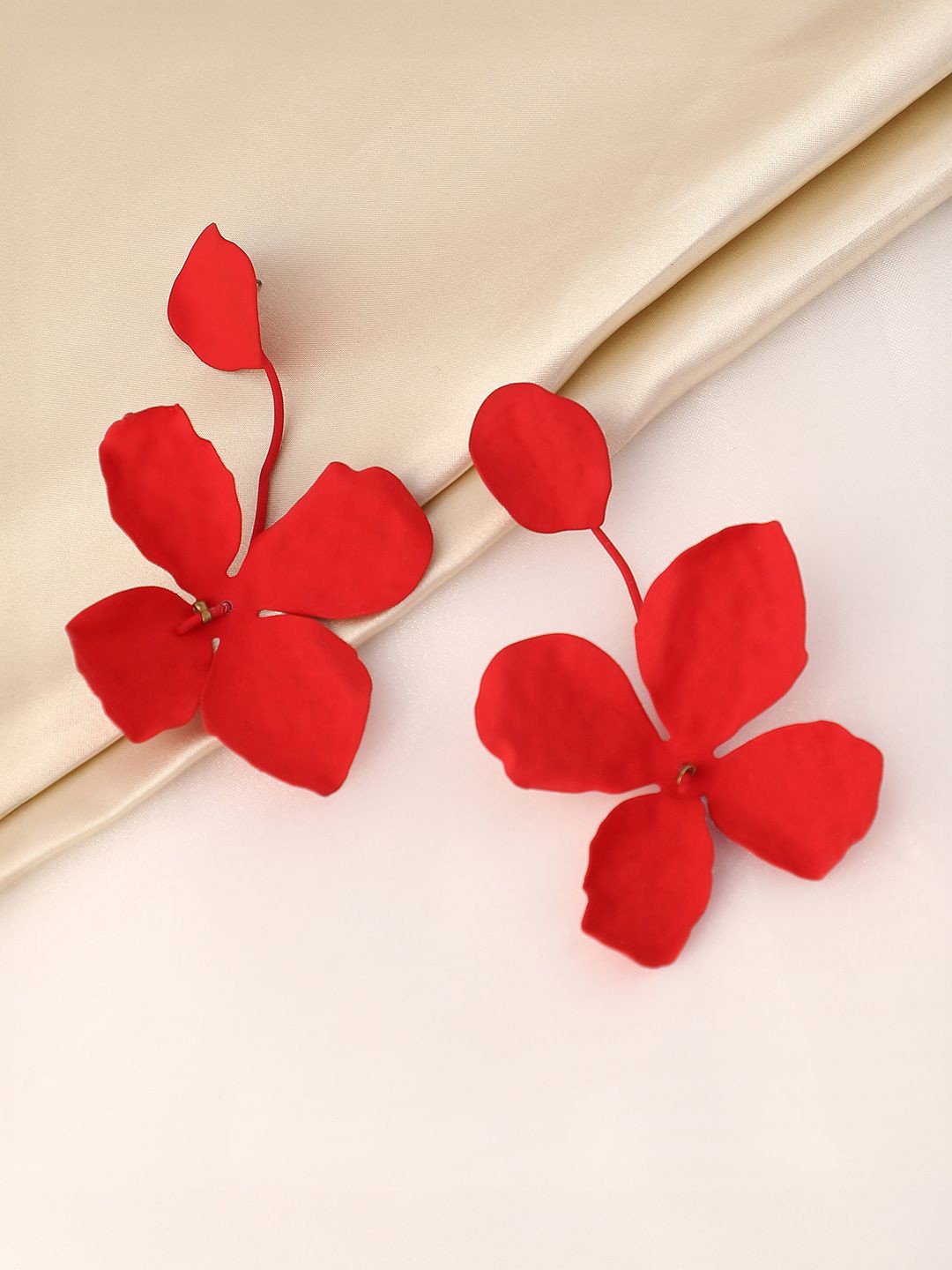 

SOHI Floral Shaped Drop Earrings, Red