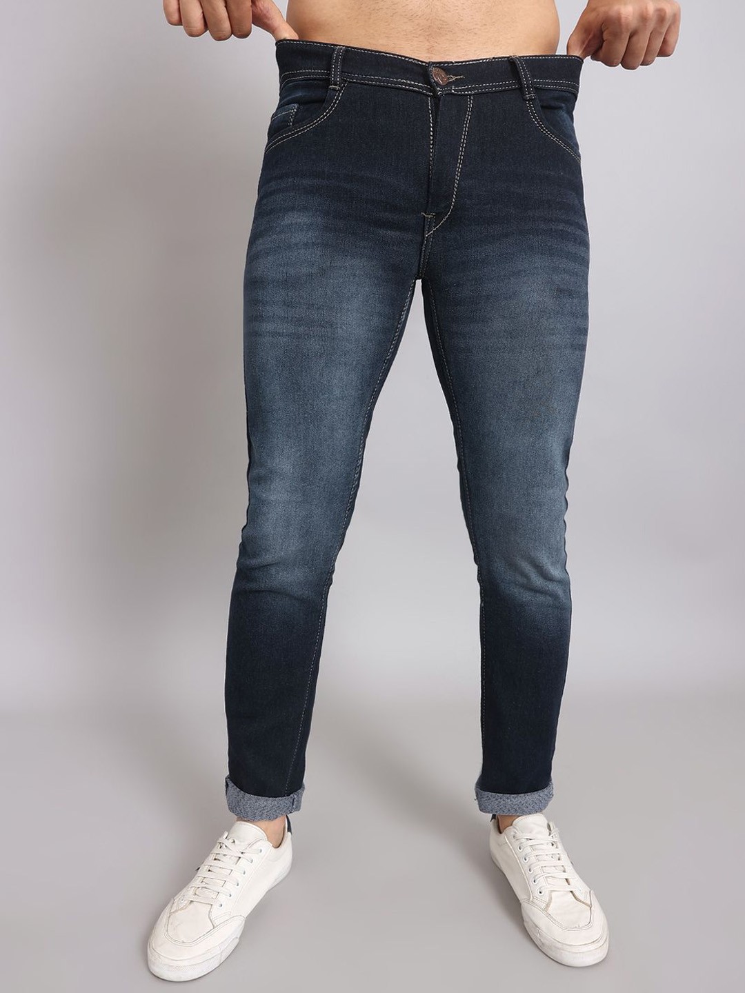

LINARIA Men Classic Slim Fit Heavy Fade Jeans, Blue