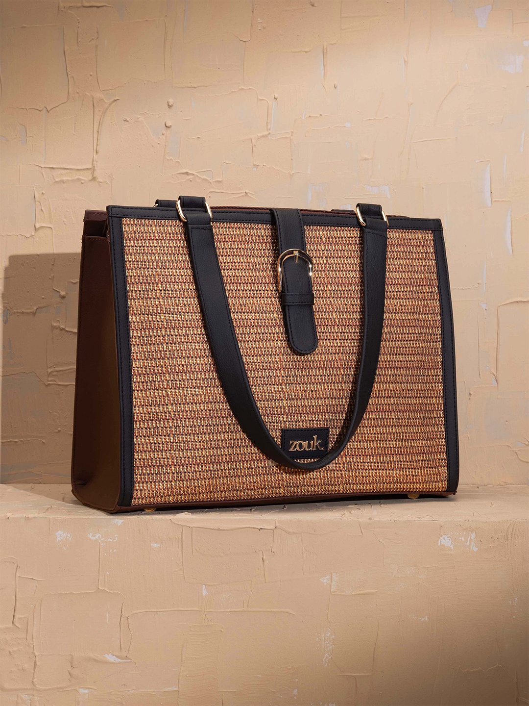 

ZOUK Women Textured Shopper Tote Bag, Beige