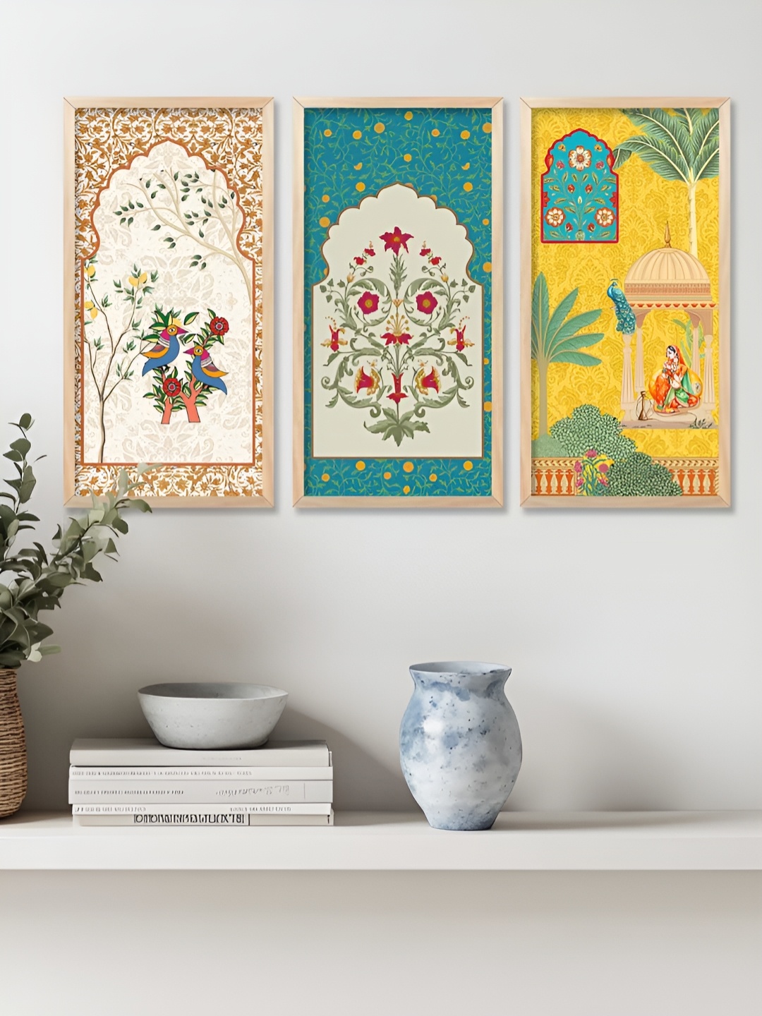 

Kotart Brown & Yellow 3 Pieces Wooden Wall Paintings