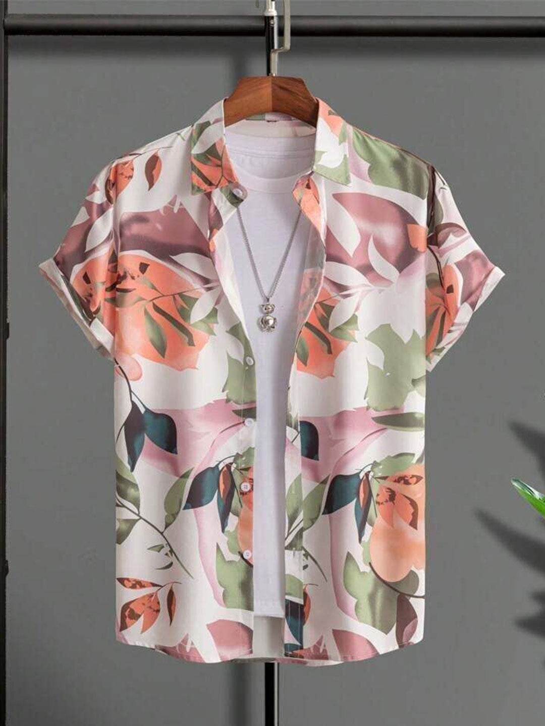 

Metronaut Men Regular Fit Spread Collar Floral Printed Elastane Casual Shirt, White
