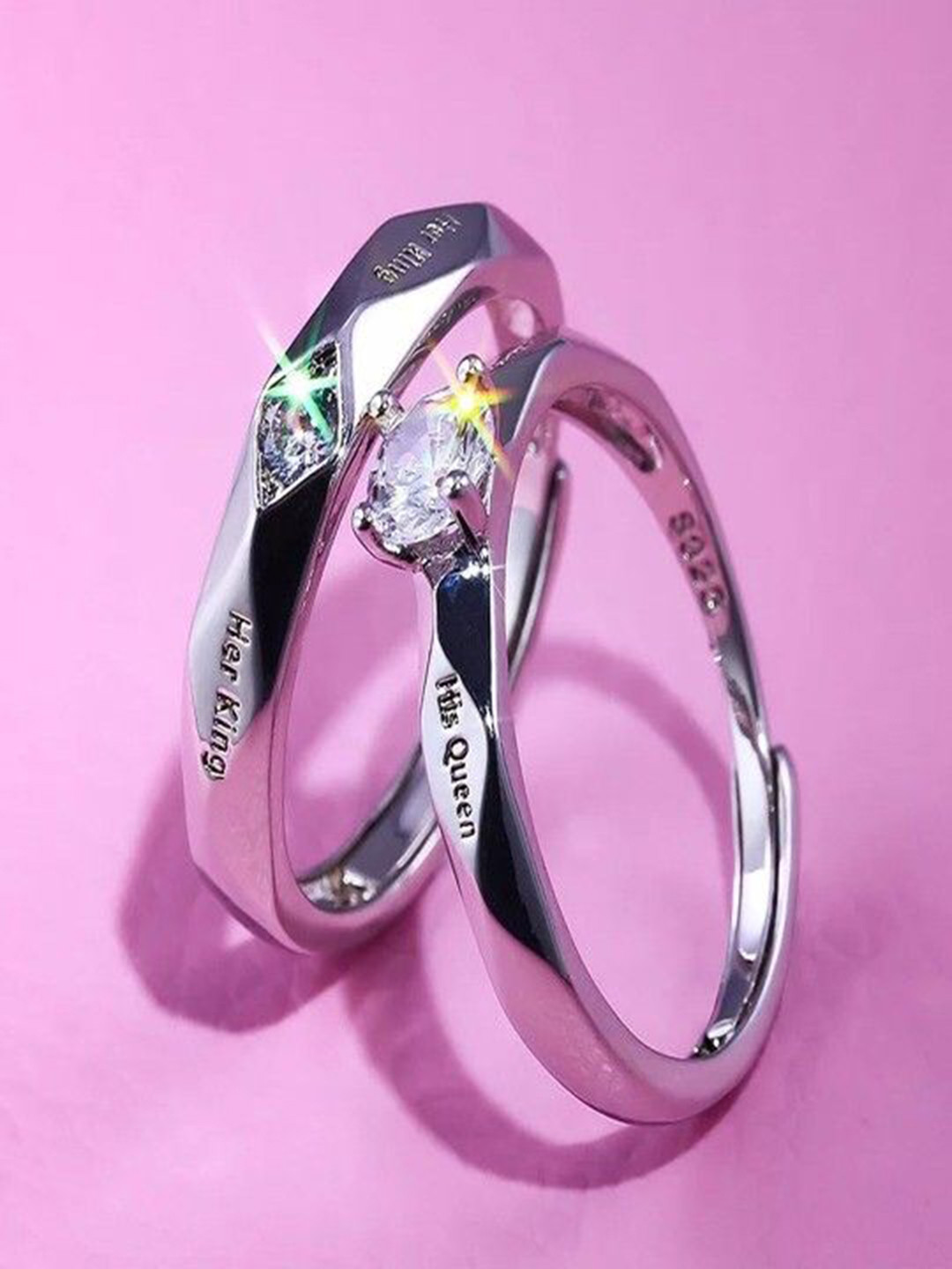

AGARWALPRODUCT Set Of 2 Silver Plated Couple Finger Rings Adjustable Ring