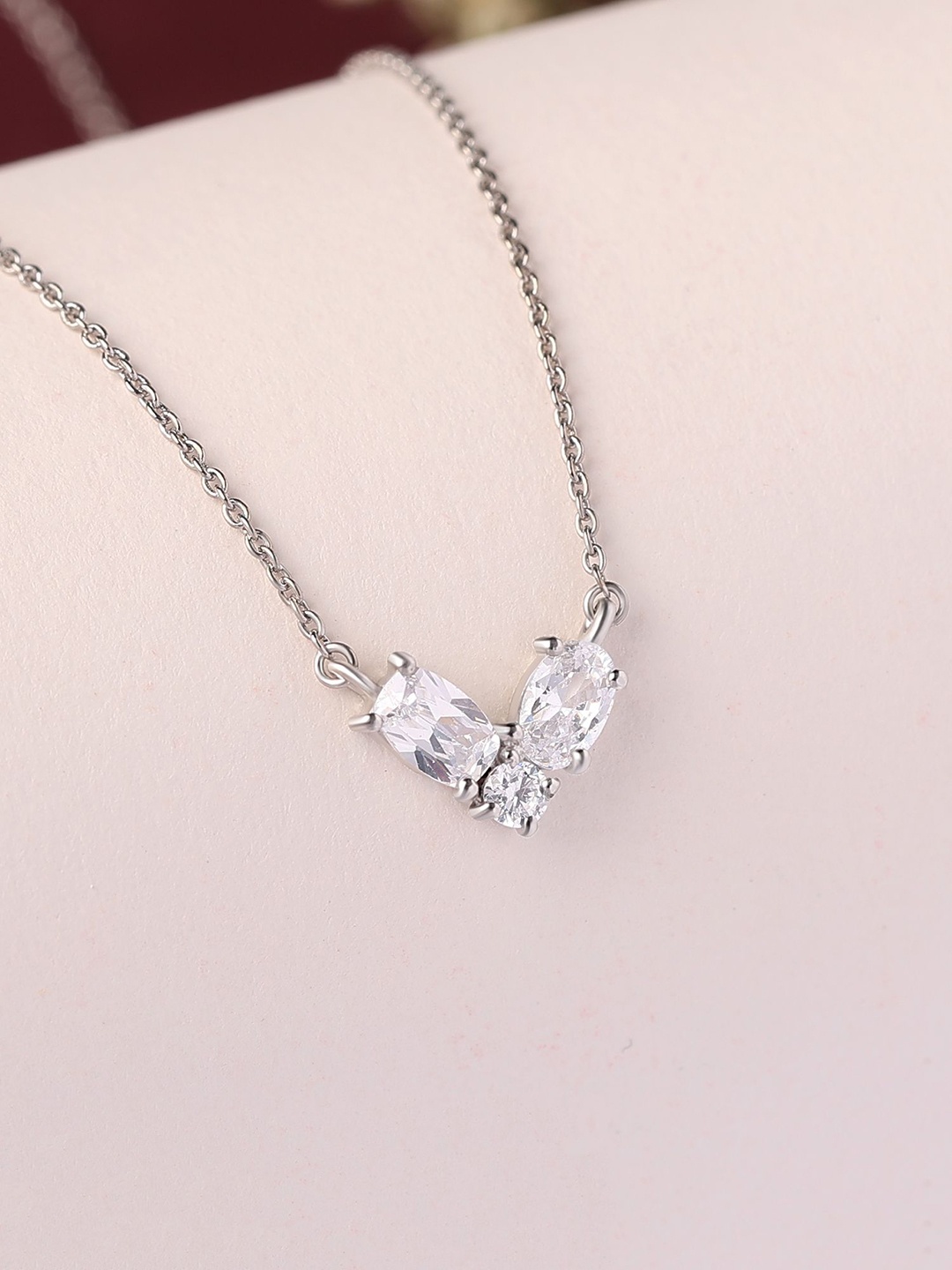 

Ornate Jewels 925 Silver American Diamond Triology Necklace