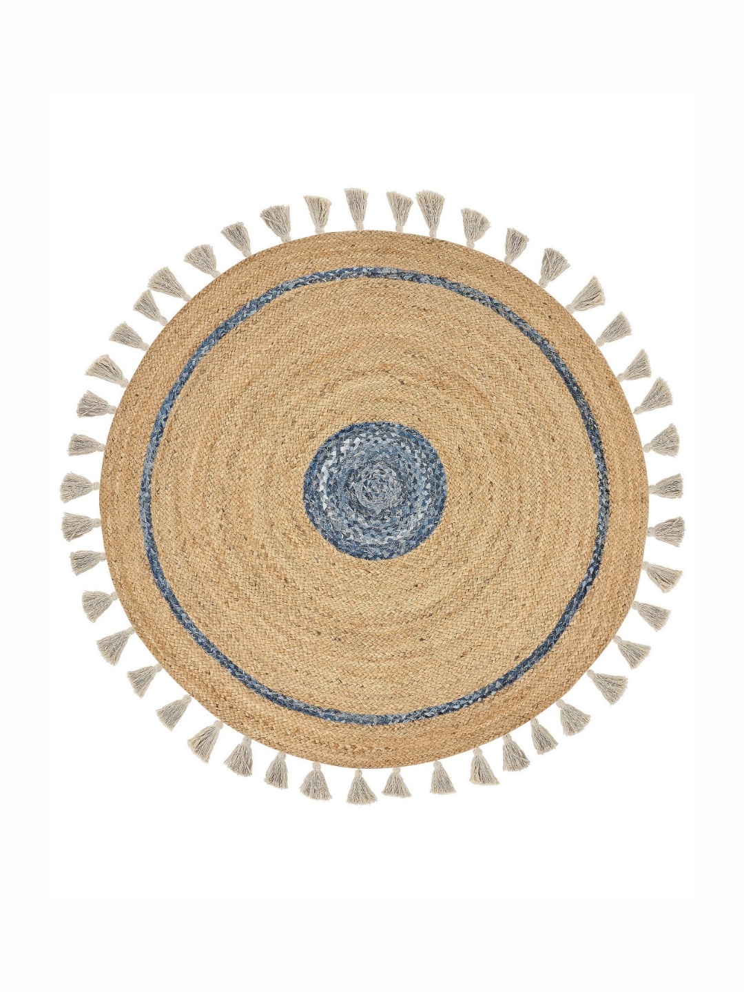 

Art Avenue Wellington Beige & Blue Textured Tassels Round Floor Jute Carpet