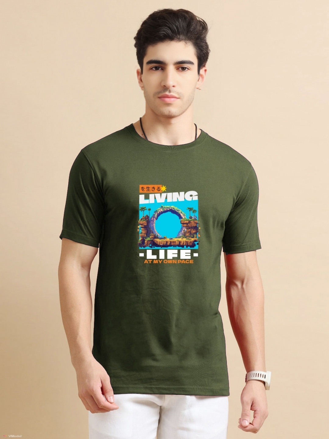 

Enciger Men Printed Applique T-shirt, Olive