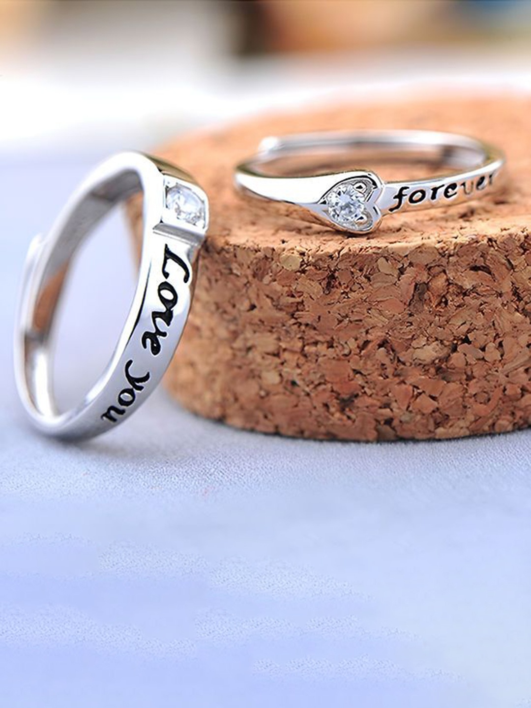 

AGARWALPRODUCT Set Of 2 Silver Plated Couple Finger Rings Adjustable Ring