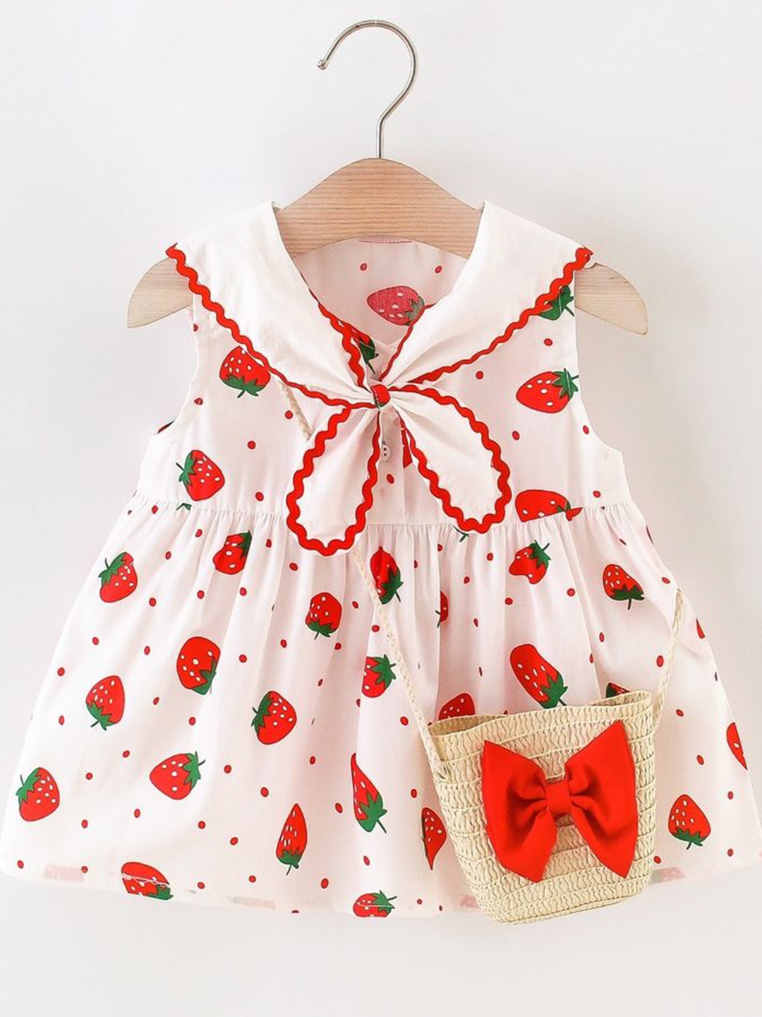 

LULU & SKY Girls Floral Printed Fit & Flare Dress, Red
