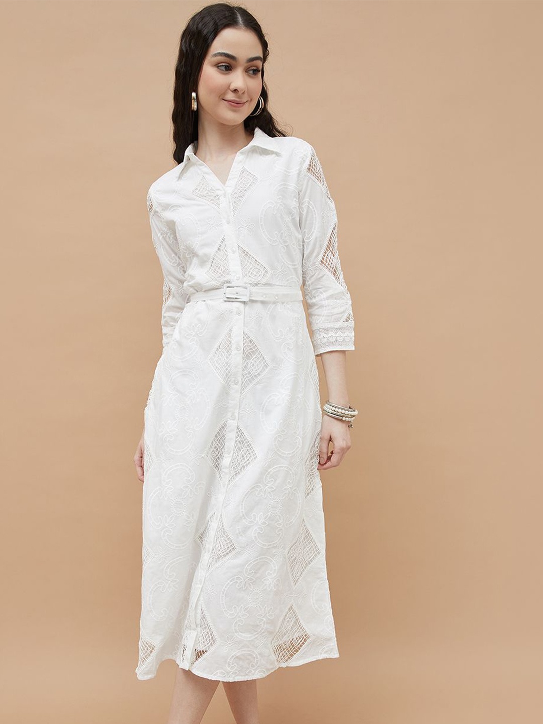 

Colour Me by Melange Women Fit & Flare Maxi Dress, White