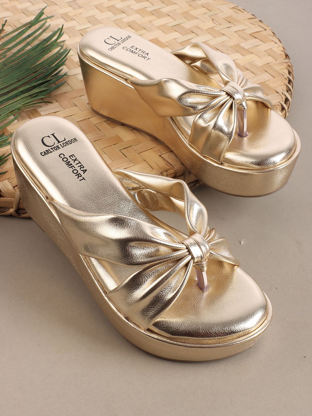 

Carlton London Women Open Toe Flatform Heel Sandals, Gold