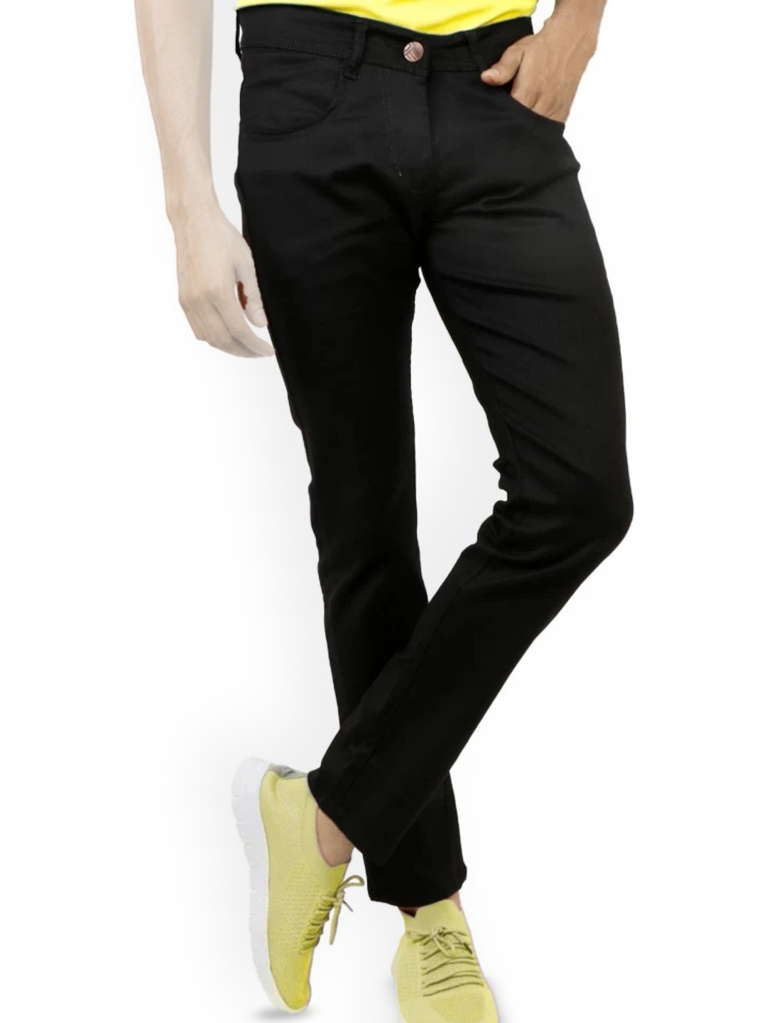 

LINARIA Men Classic Slim Fit Mildly Distressed Jeans, Black