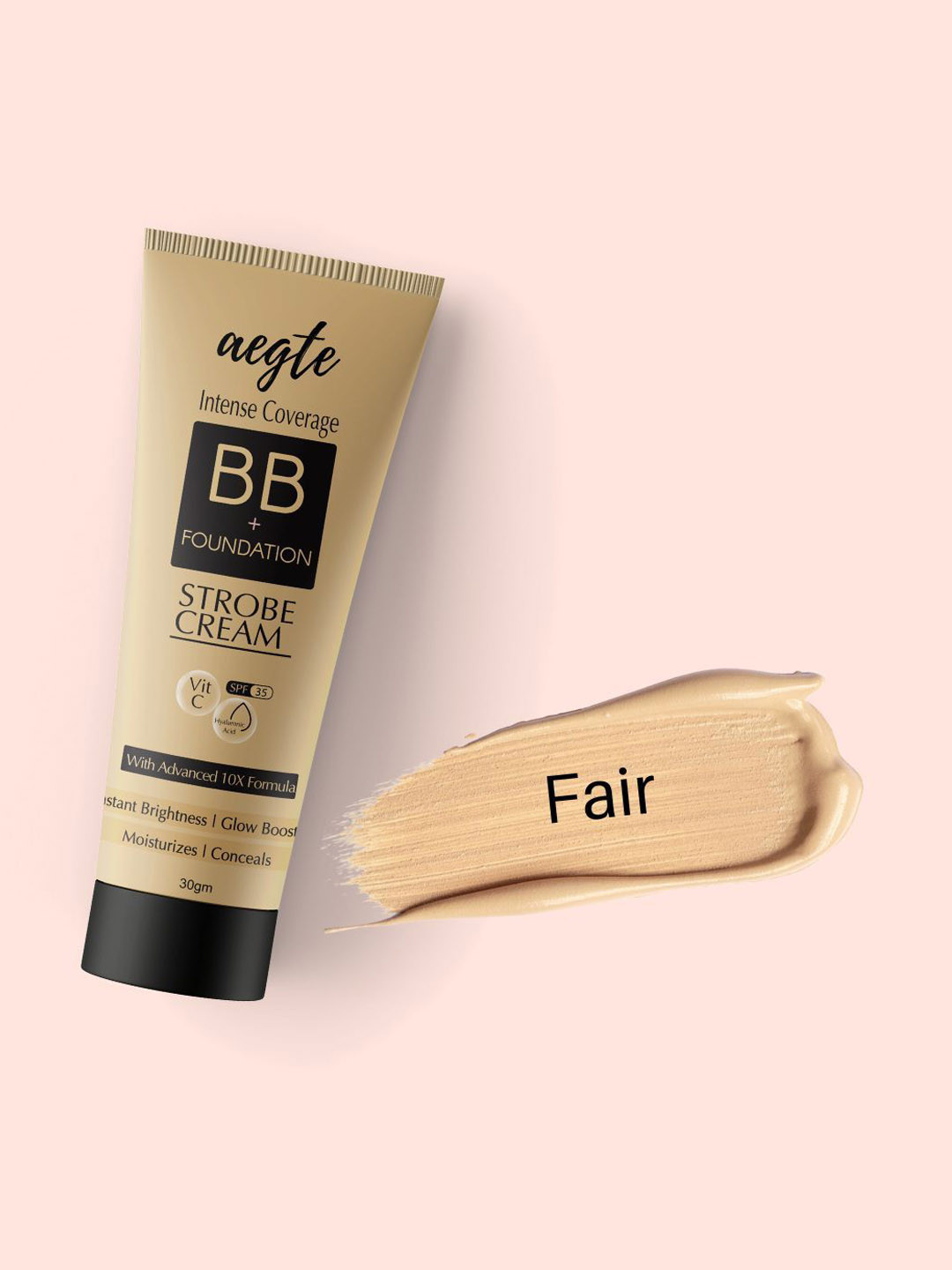 

Aegte Intense Coverage Fair BB + Foundation Strobe Cream SPF 35 - 30 gm, Beige