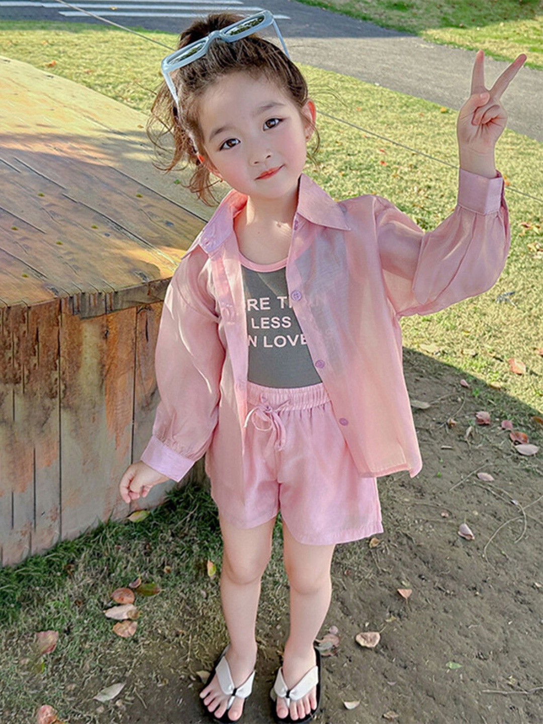 

LULU & SKY Girls Printed T-shirt and Shirt with Short, Pink